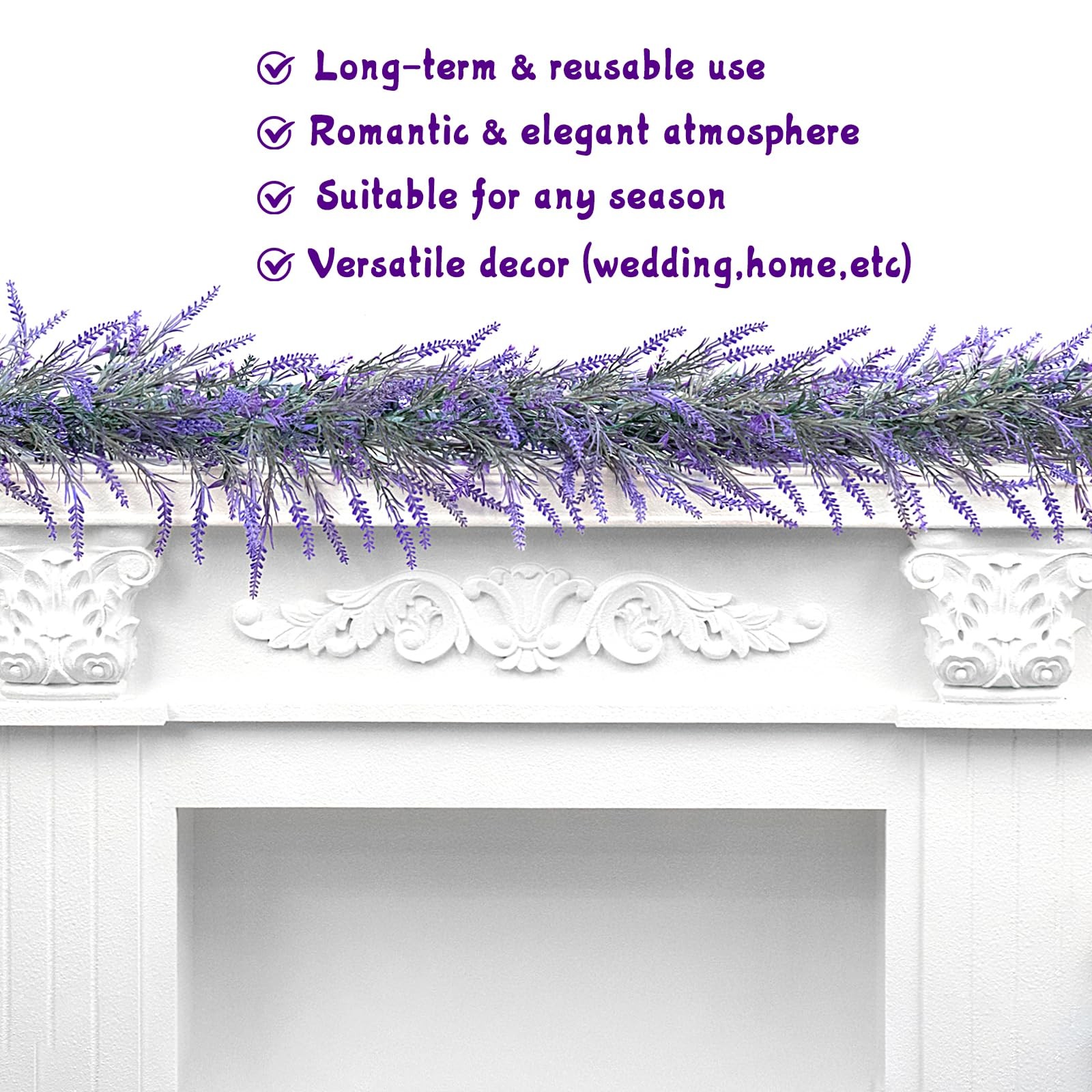 Spring Summer Lavender Garland, 6Ft Purple Lavender Artificial Garland, All Y…
