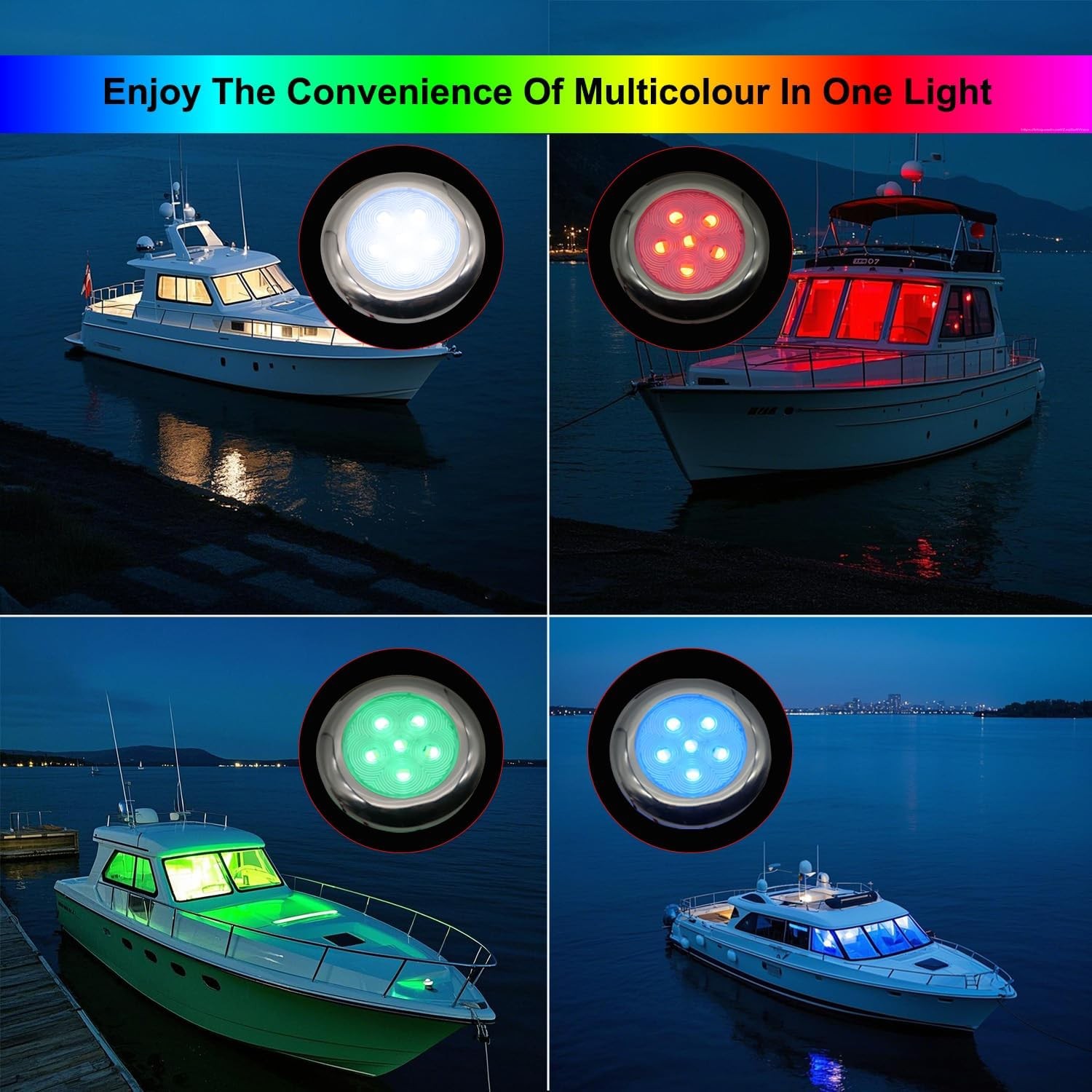 Marine Boat Courtesy Lights, 3 Inch RGBW LED Cabin Light, IP67 Waterproof Stainl