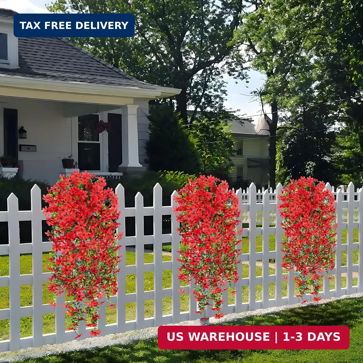Hrobek 2 PCS Artificial Hanging Flowers Outdoor Spring Summer Decoration, Fake H