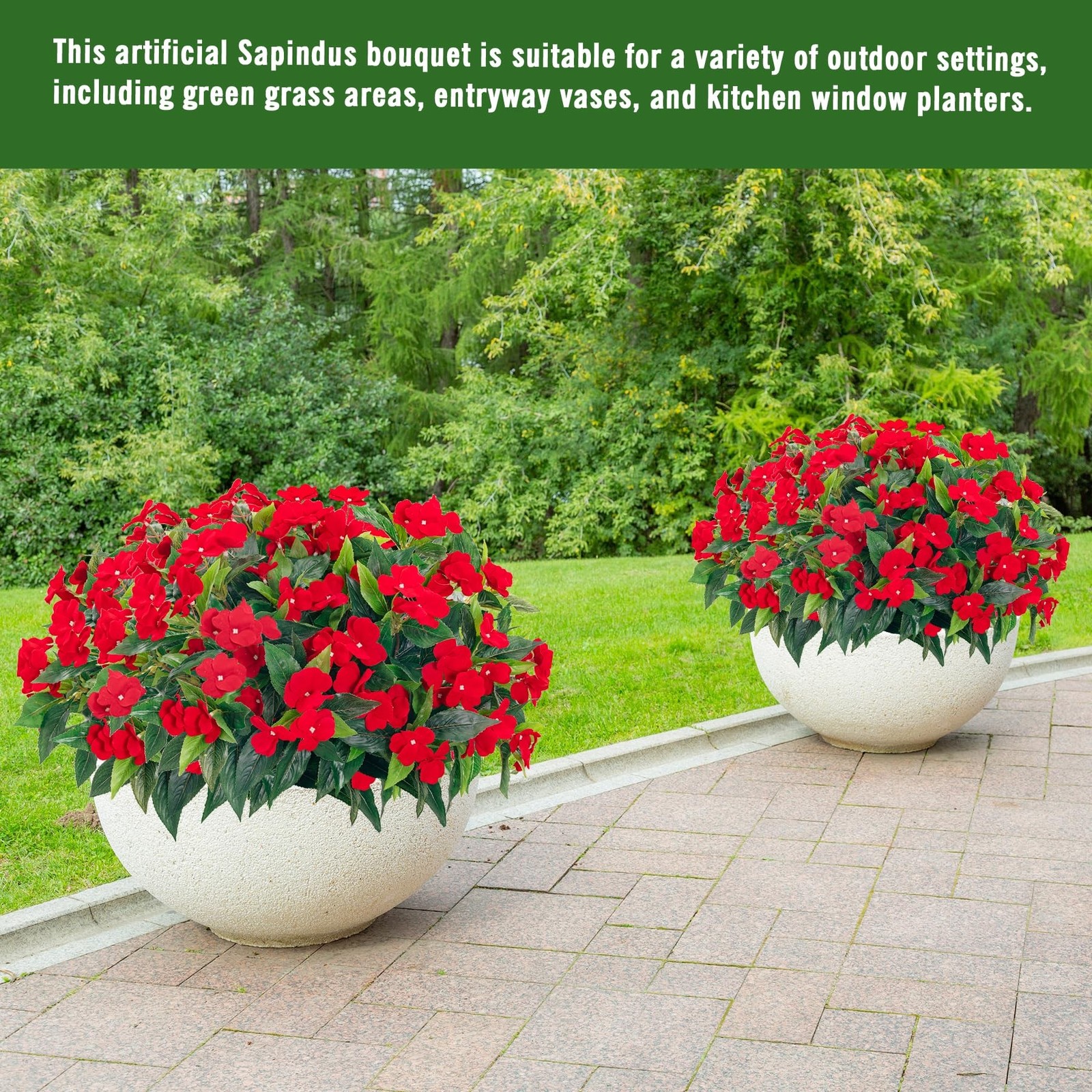 Uqueeten15.7 Fake Flowers Artificial Flowers Outdoor,Silk Artificial Impatiens