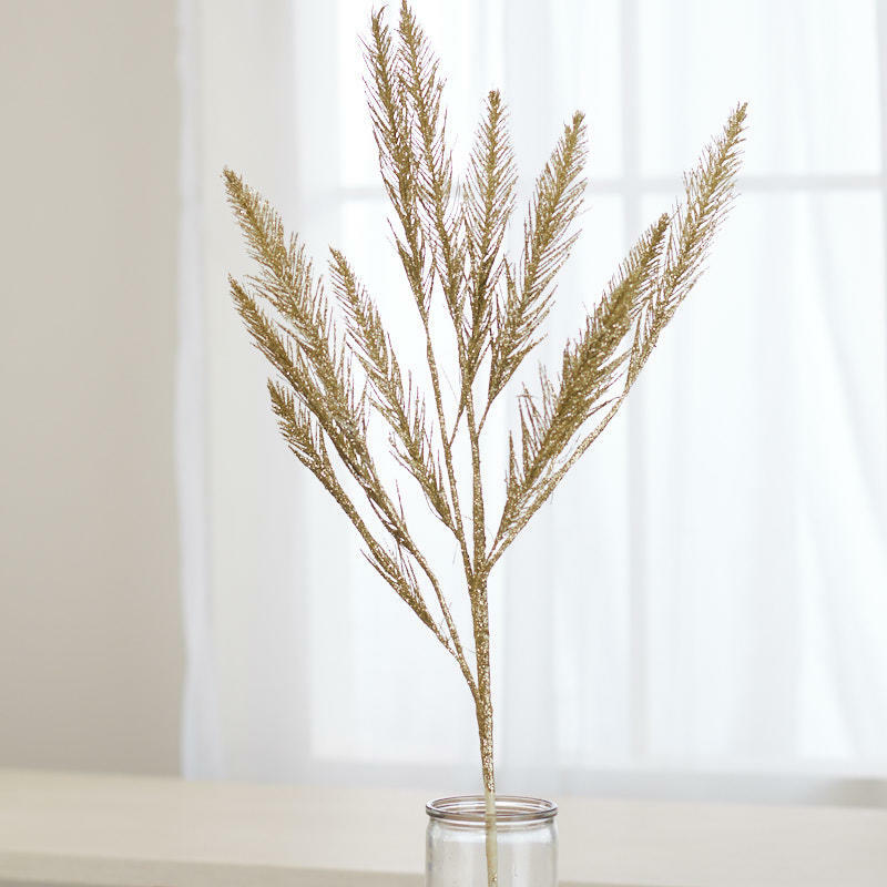 Jade Silver Sparkling Faux Pine Sprays | 2 Sprays | for Indoor Decor
