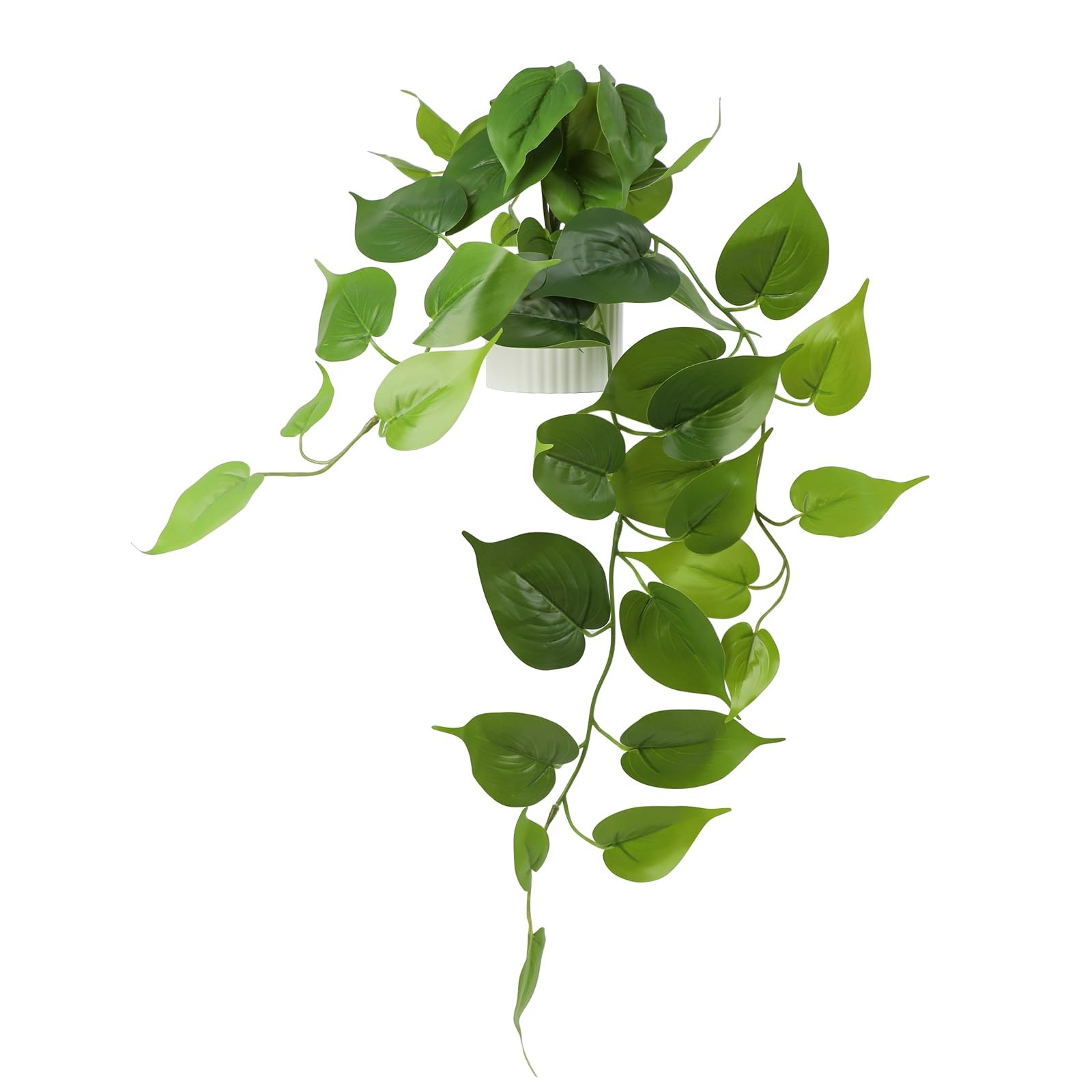 Fake Pothos Hanging Plant – Artificial Plastic Ivy Vines with White Pot, Real…
