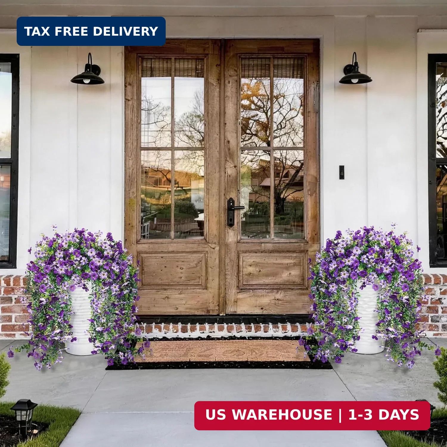 Artificial Hanging Flowers for Outdoors Faux Plants Spring Porch Decor 2 Pcs