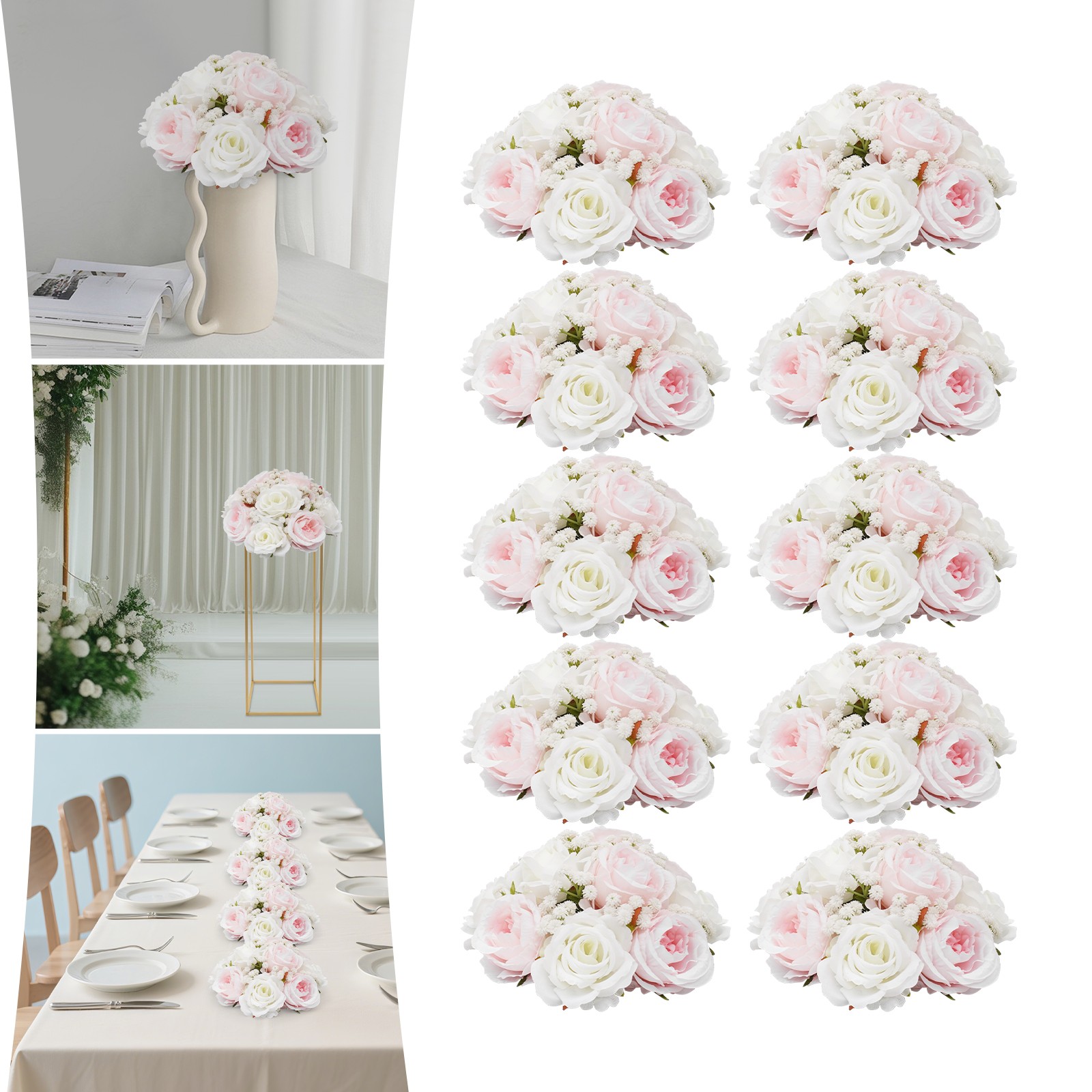 Wedding Flower Balls For Centerpieces 10Pcs Artificial Flower Ball Arrangement