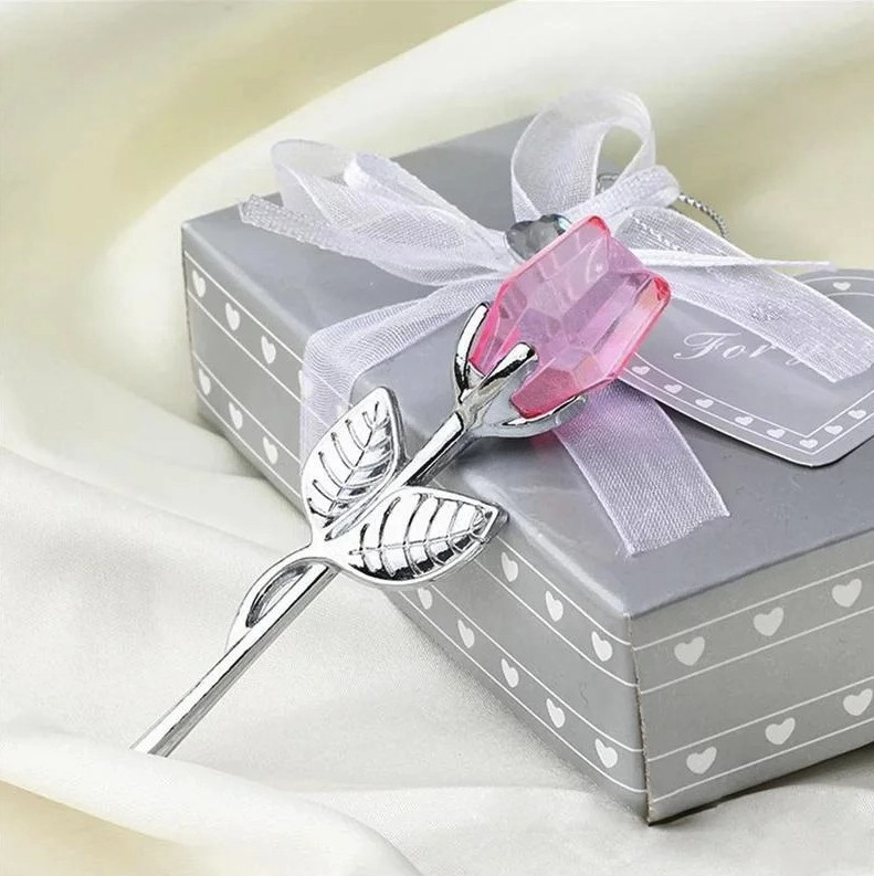 1pc Crystal Glass Rose Figurine Gift Romantic Decor Wedding Valentine – NEW