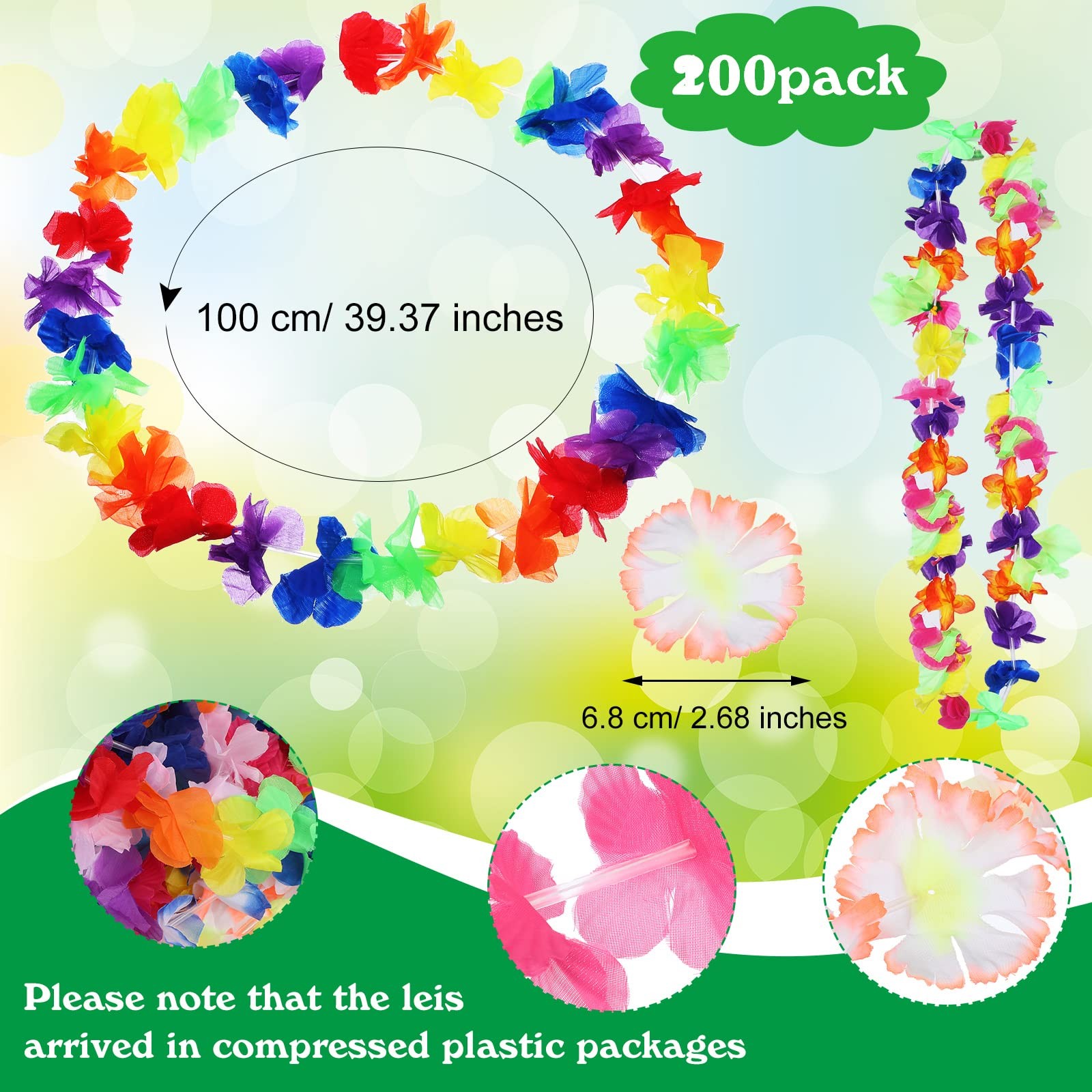 Hawaiian Luau Leis Flowers Necklaces Summer Beach Vacation Pool Luau Party Favor