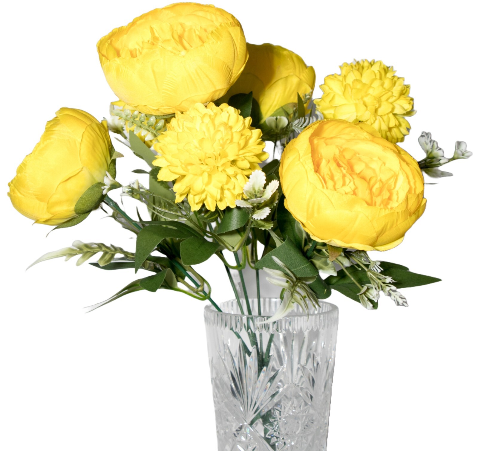 PETALELLA – Artificial Yellow Peony Flowers Bouquet (Vase Not Included)