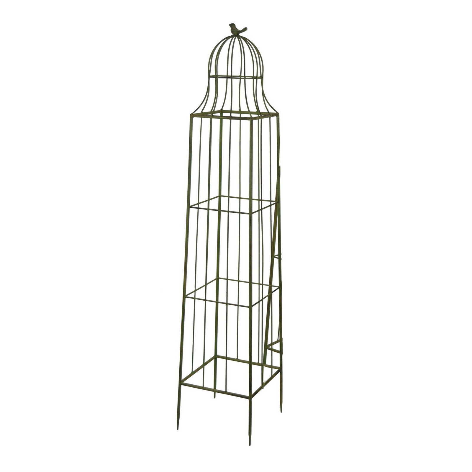 Benjara Meryl Plant Trellis Set of 2- Garden Tall Cage Design- Green Metal