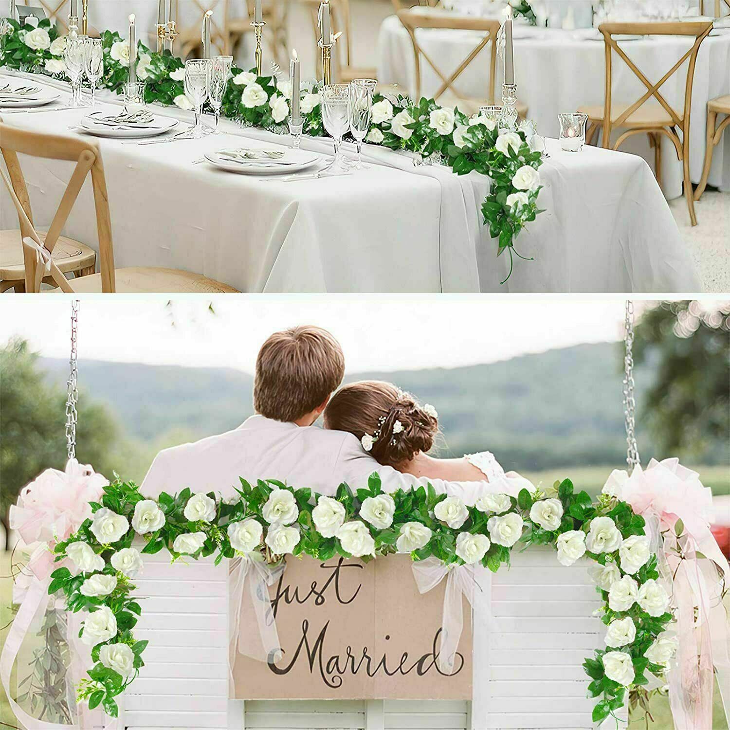 7.5 Ft Garland Wall Silk Artificial Hanging Rose Flowers Vine Wedding Decor USA