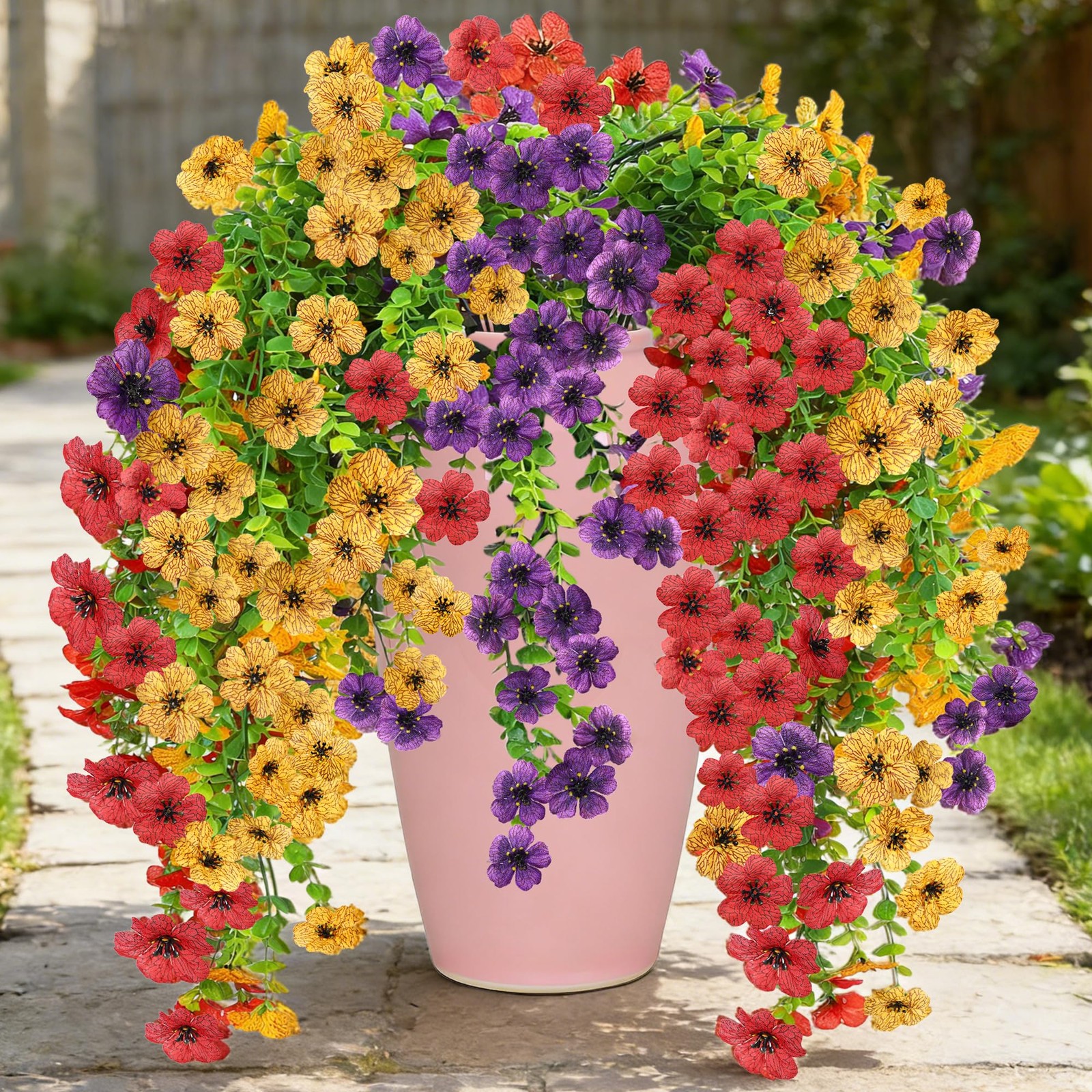 6 Pcs Artificial Hanging Flowers for Outdoor Indoor Garden Home Decoration, N…