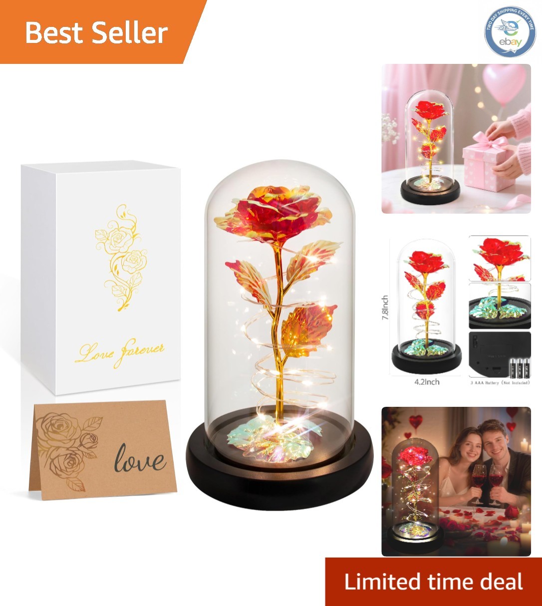 Eternal Red Rose with LED Lighting – Romantic Gift for Valentine’s Day & More