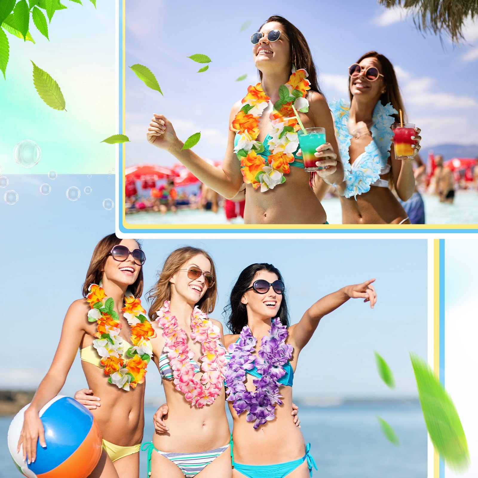 6 Pcs Hawaiian Leis Party Silk Flower Leis for Adult Mahalo Floral Thickened …