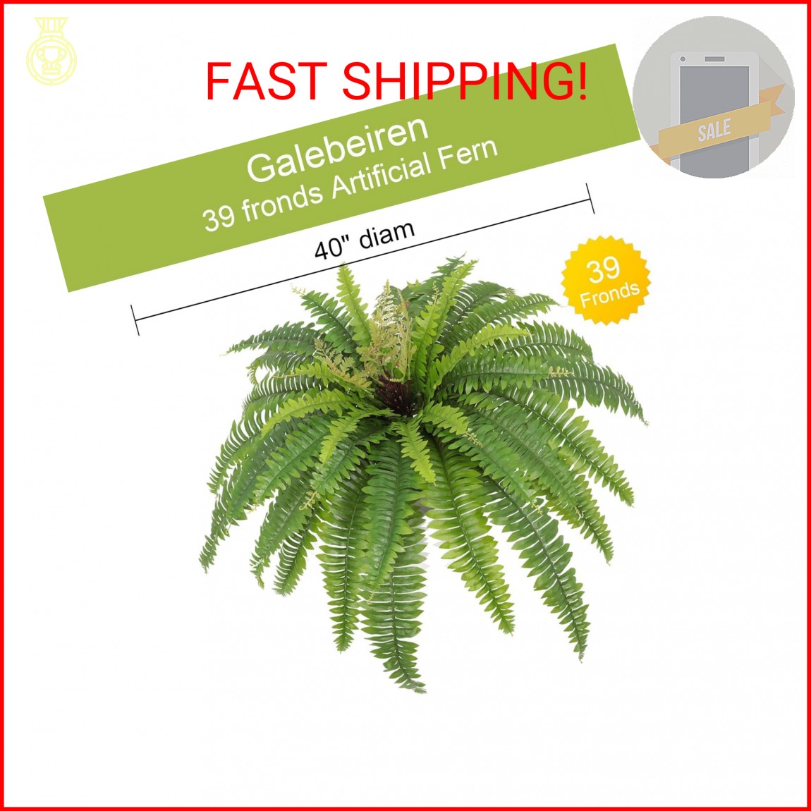 Galebeiren Artificial Ferns for Outdoors & Indoors, 40in Large Faux Ferns 39 Fro