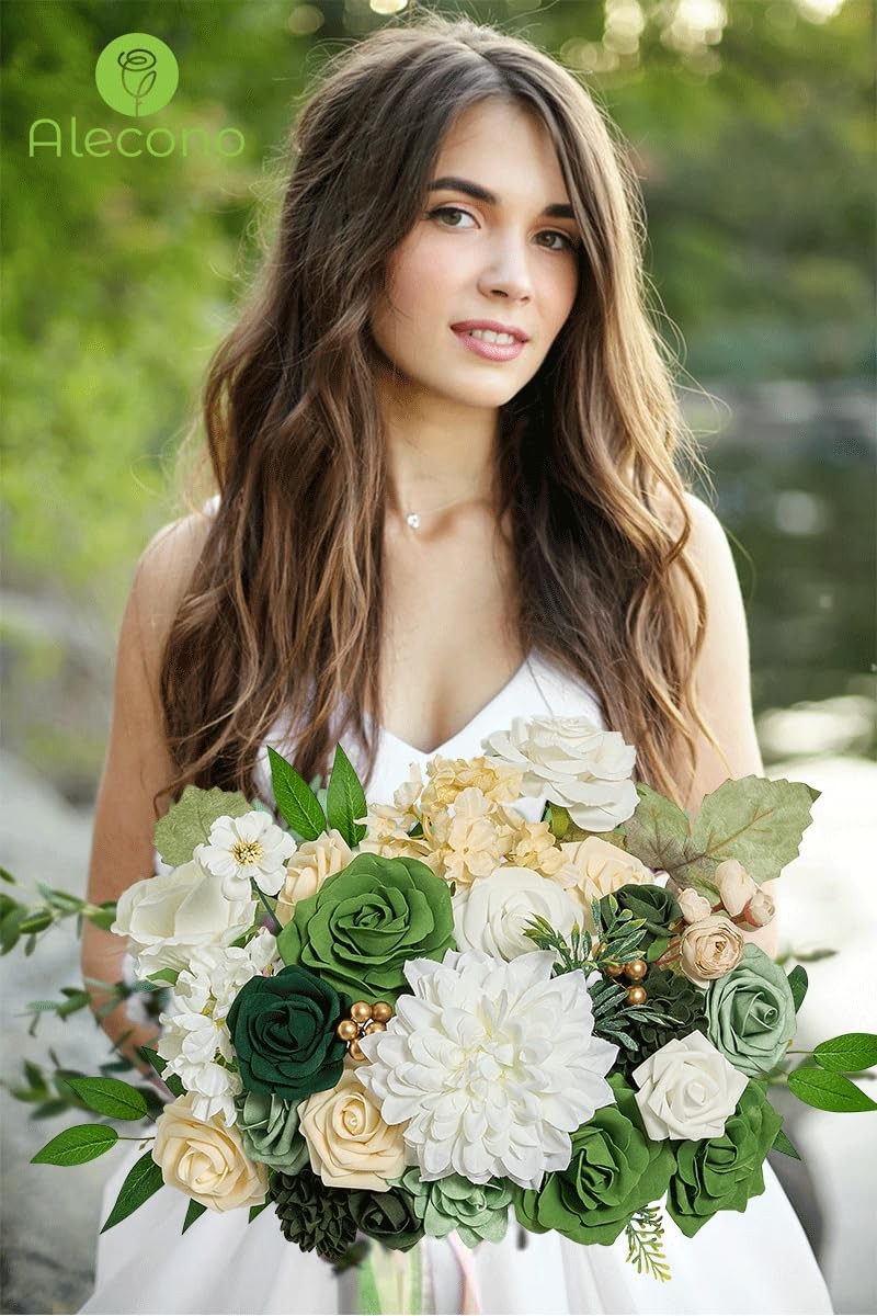 Artificial Flowers Silk Fake Green Flowers Combo Box for DIY Cake Wedding