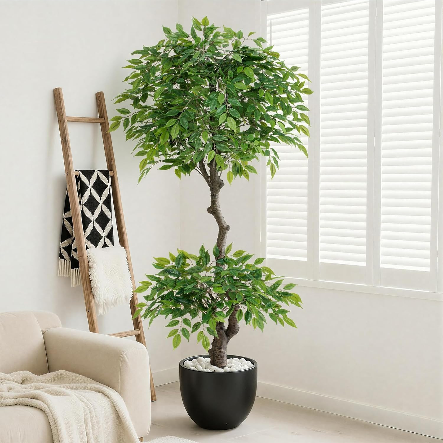 6Ft Ficus Artificial Tree with Lush Canopy for Home, Office & Patio Decor