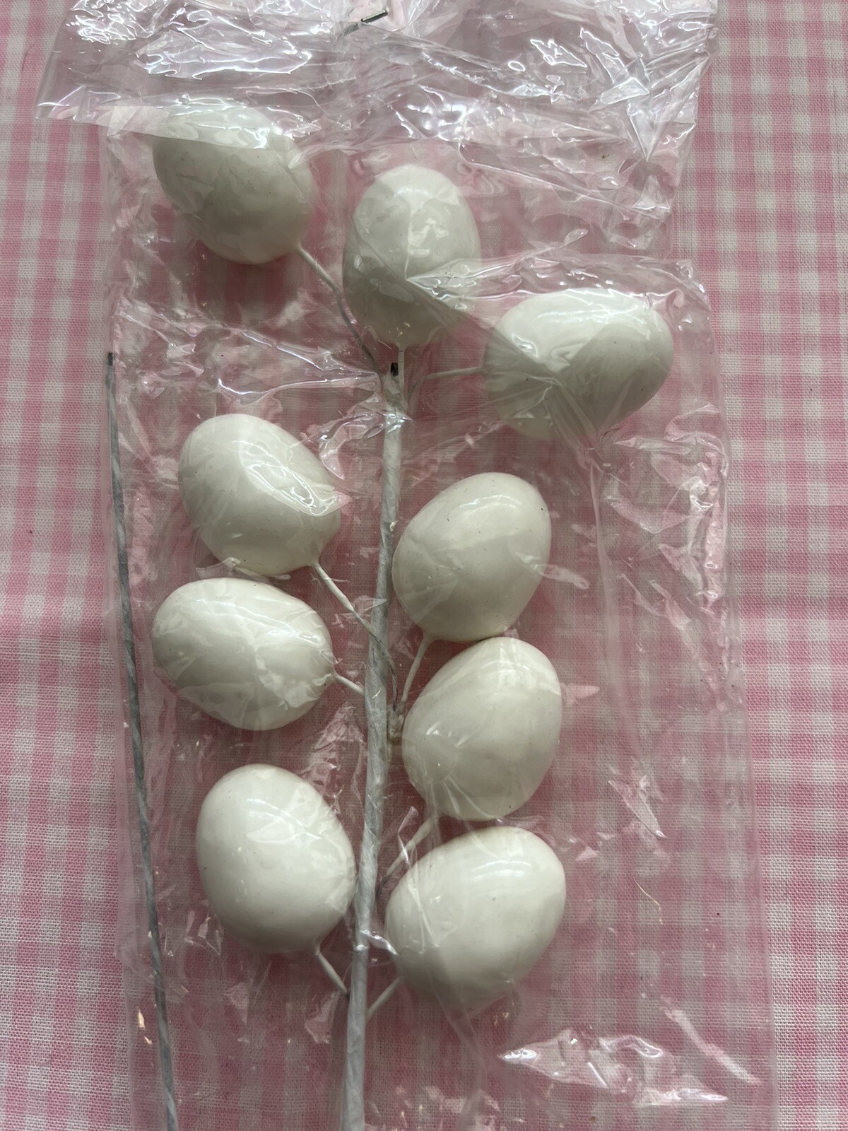 4 Easter Egg Spray Picks Pastel Colors Blue White Pink Purple Foam & Painted NEW