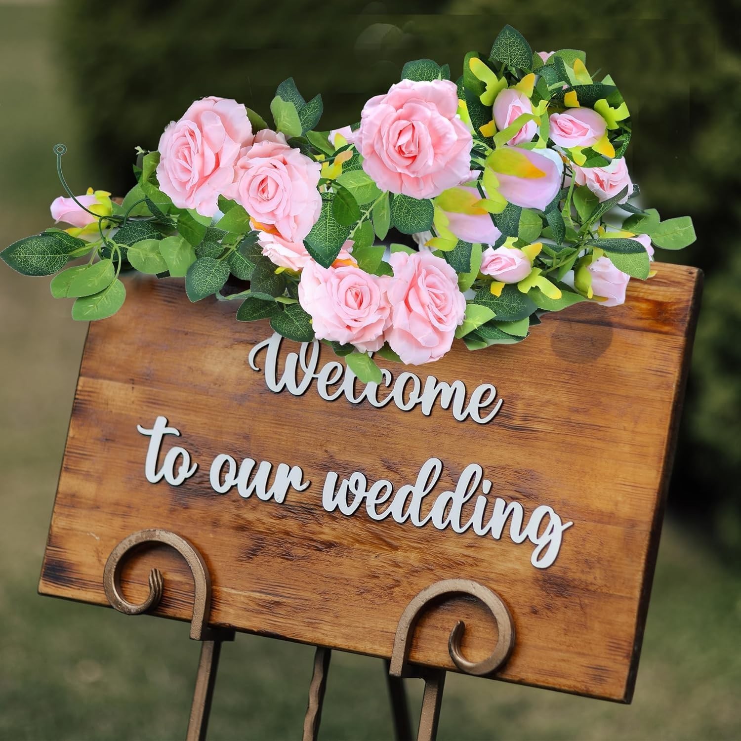 Sggvecsy 2Pcs 15.5Ft Artificial Rose Vine Fake Flower Garland Floral Garland