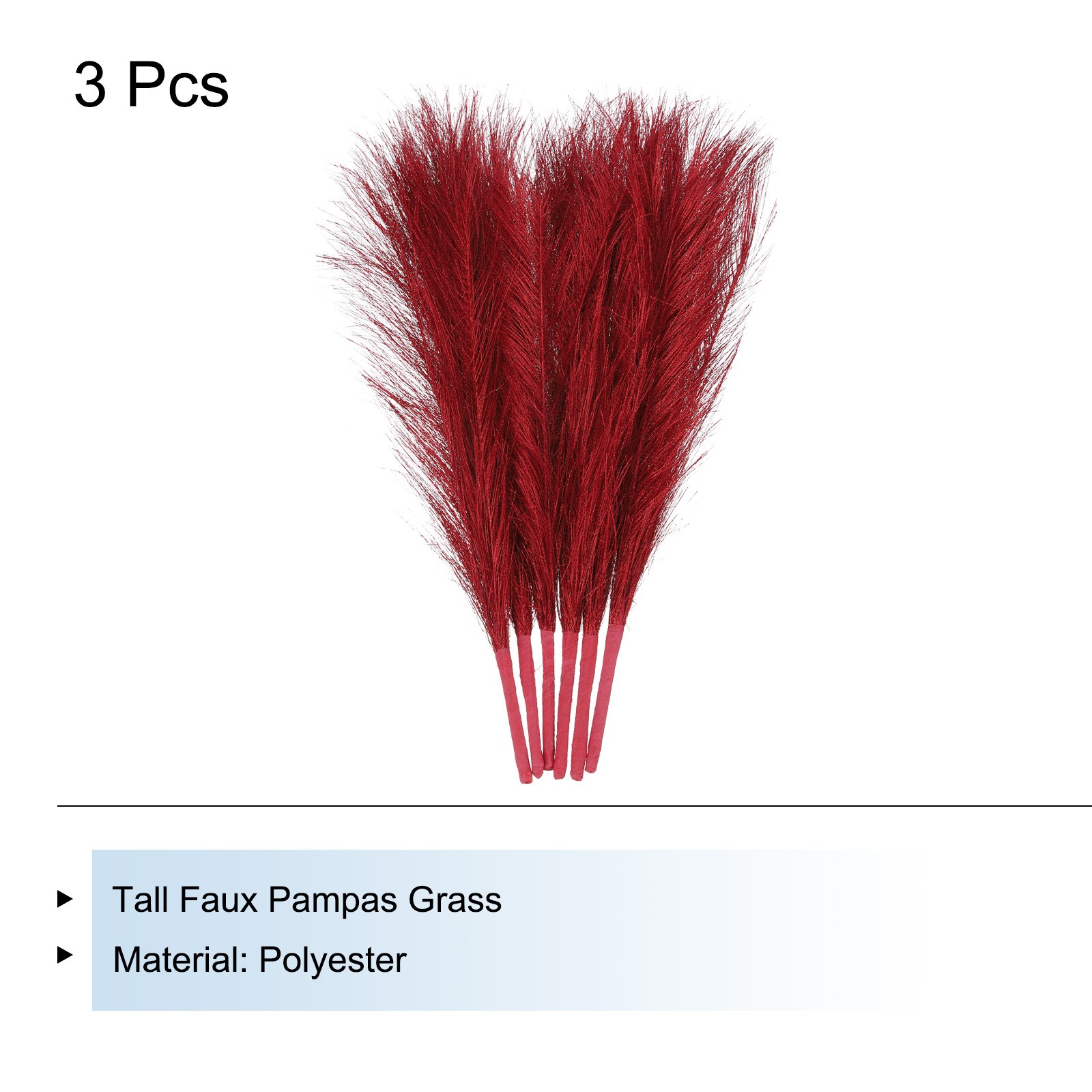 3Pcs Pampas Grass 17.7″ Fake Pampas Grass for Wedding Decoration Red