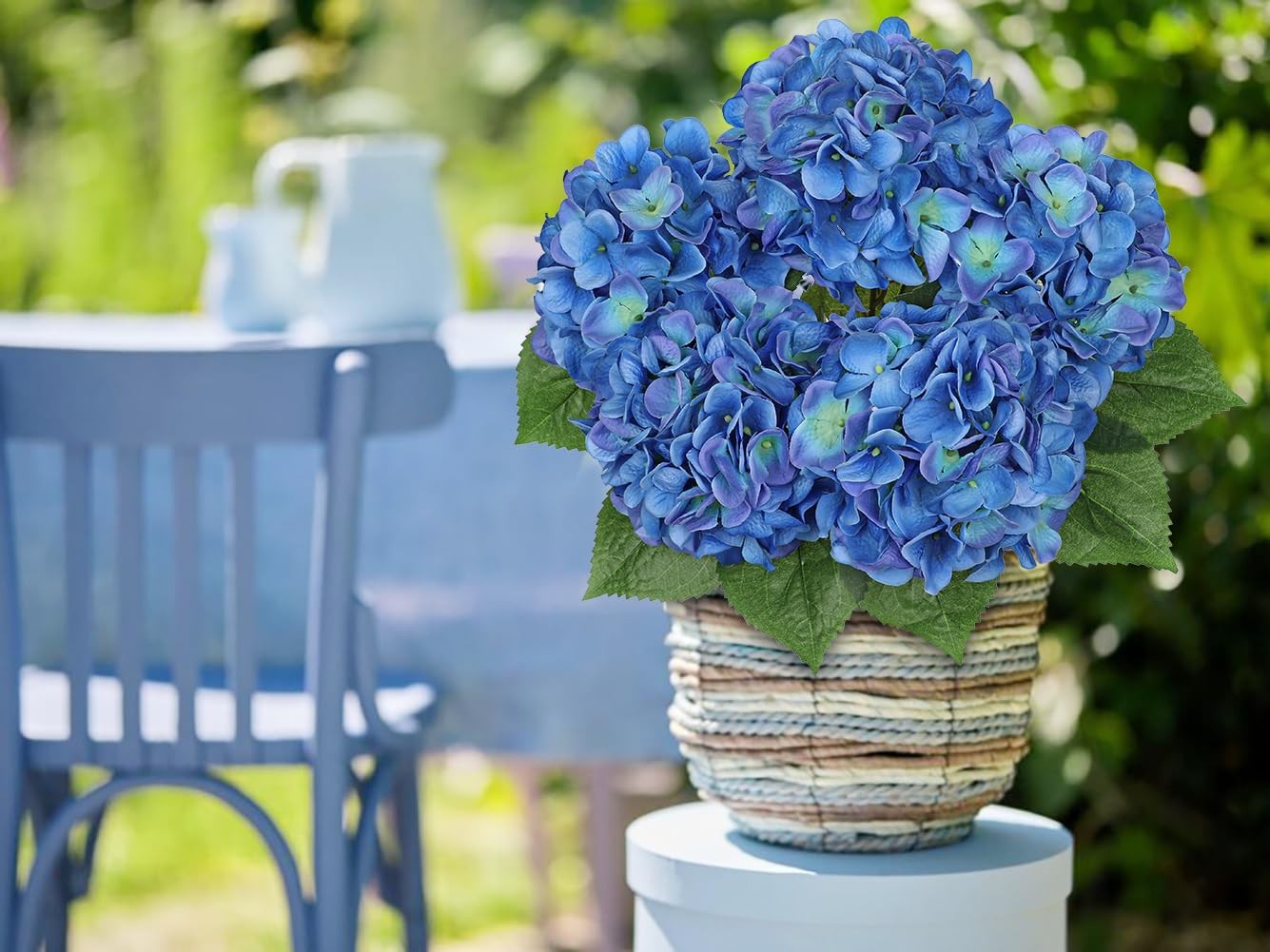 Hydrangea Artificial Flowers Large Artificial Dark Blue Hydrangeas Silk Flowe…