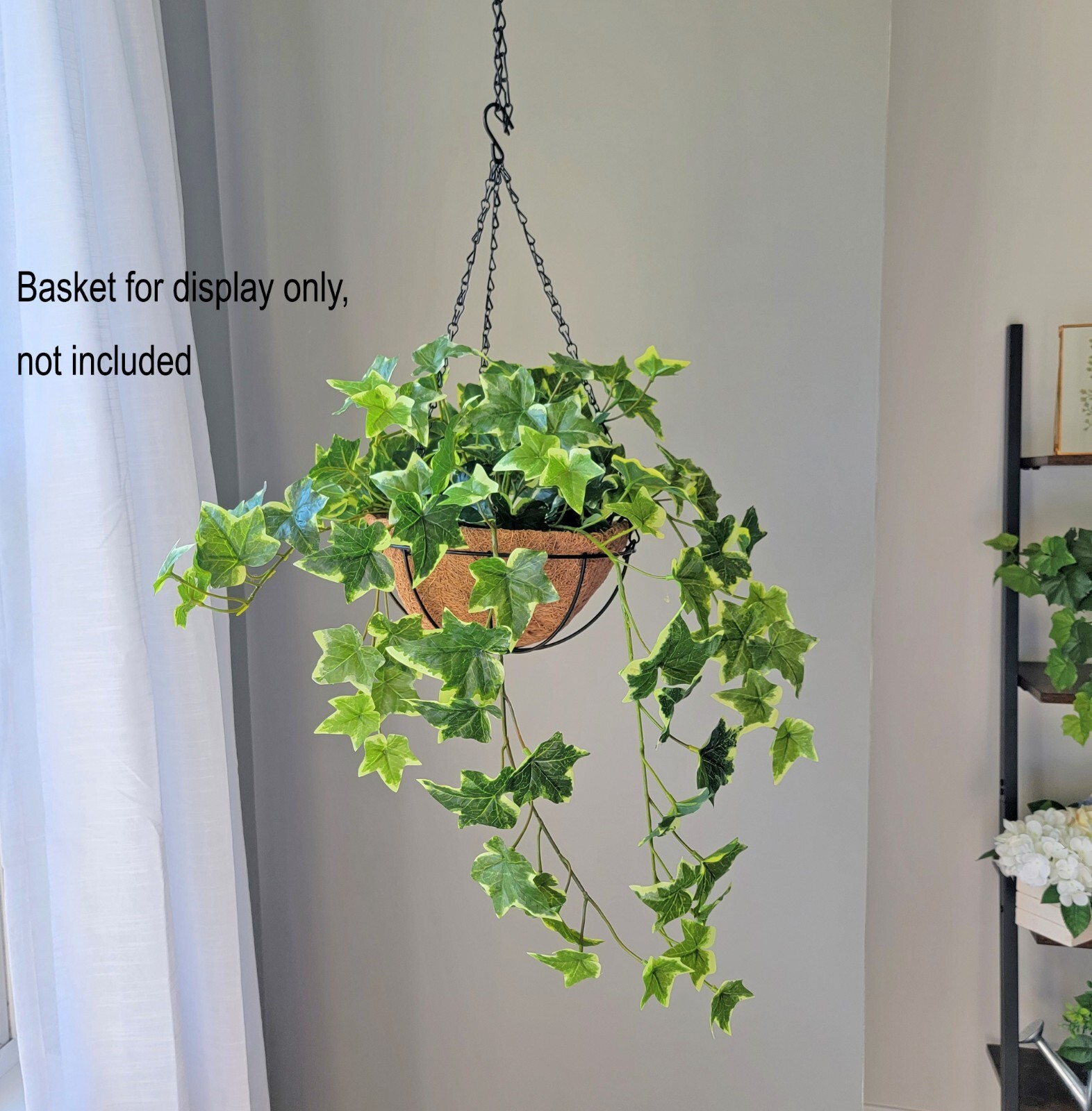 VARI. Green Real Touch Sage Ivy Hanging Bush , 26″ H, with 108 Leaves, 12 Stems