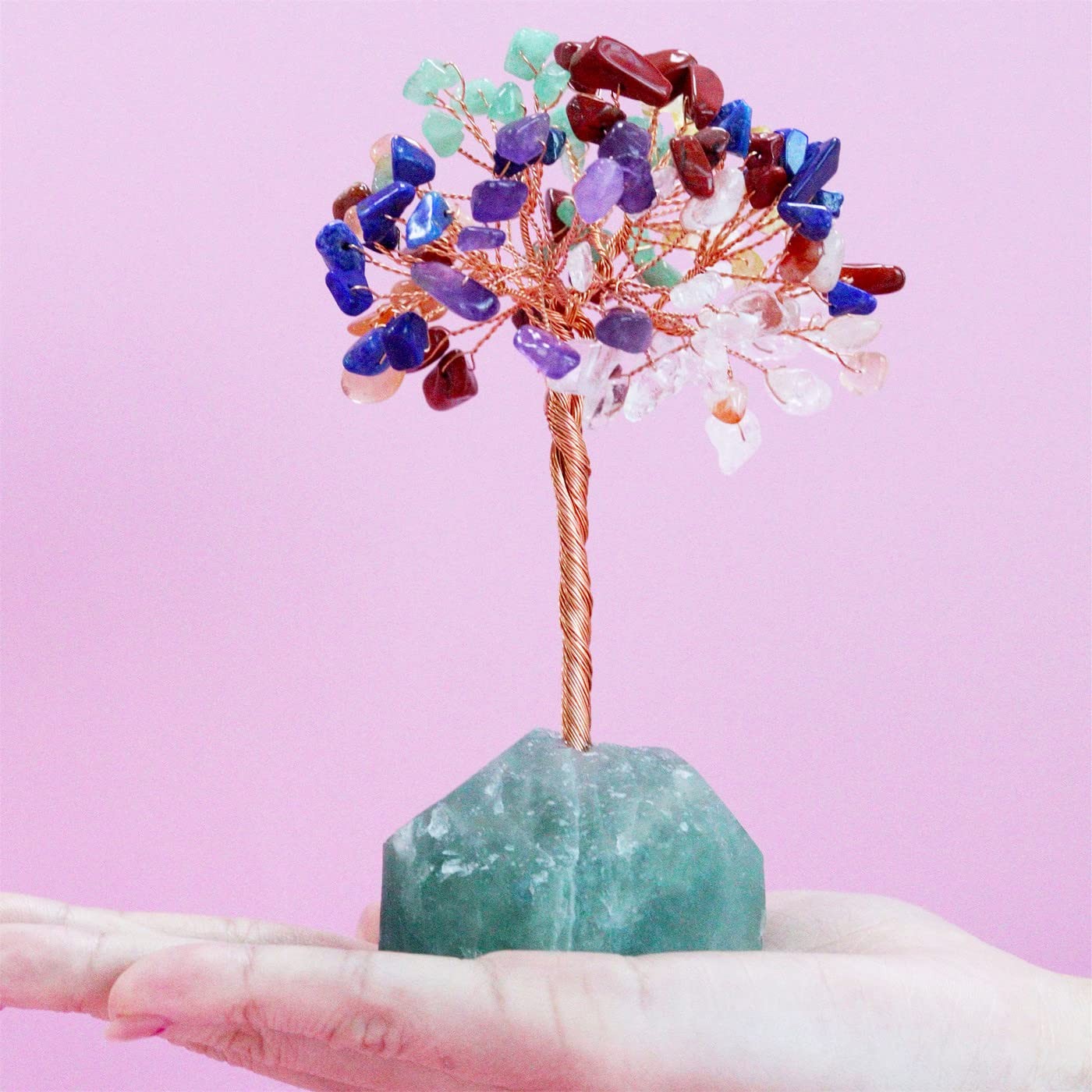 7 Chakra Healing Crystal Tree Natural Gemstone Crystals Stone Base Copper Wire
