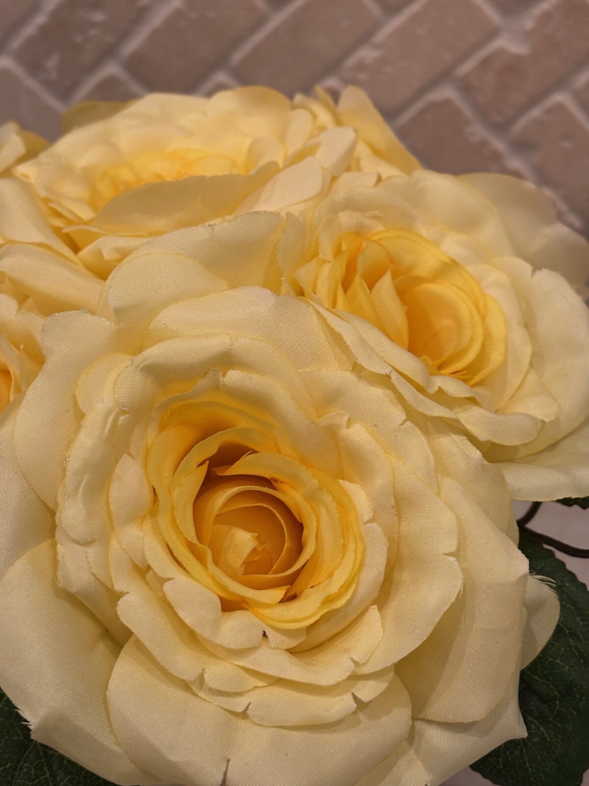 Silk Yellow Roses Faux Flower Arrangement Bronze Pedestal Metal Vase