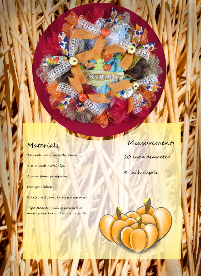 Fall Pumpkin Patch Deco Mesh Ribbon Wreath