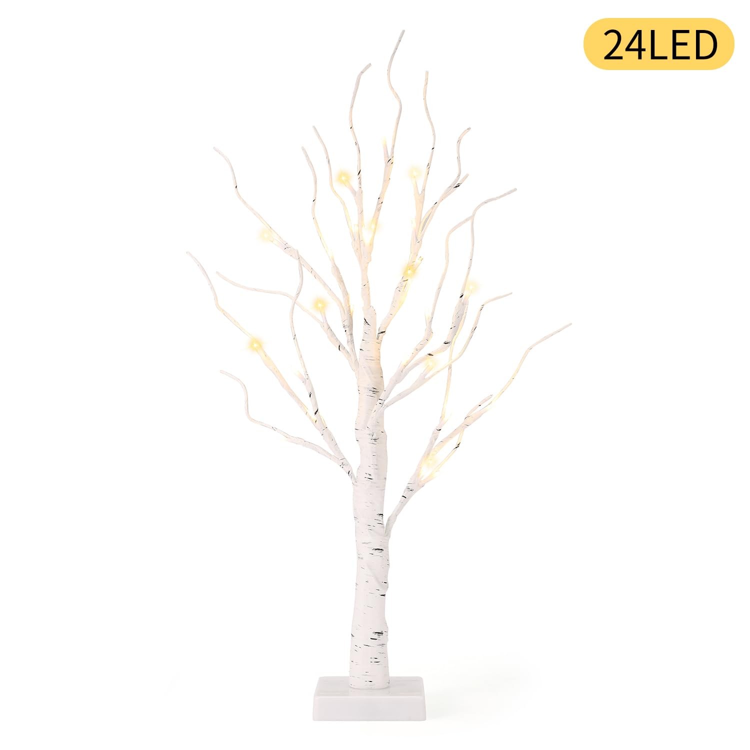 4 PCS Lighted Birch Tree 2 Ft Indoor Battery Operated Artificial 24 LEDs