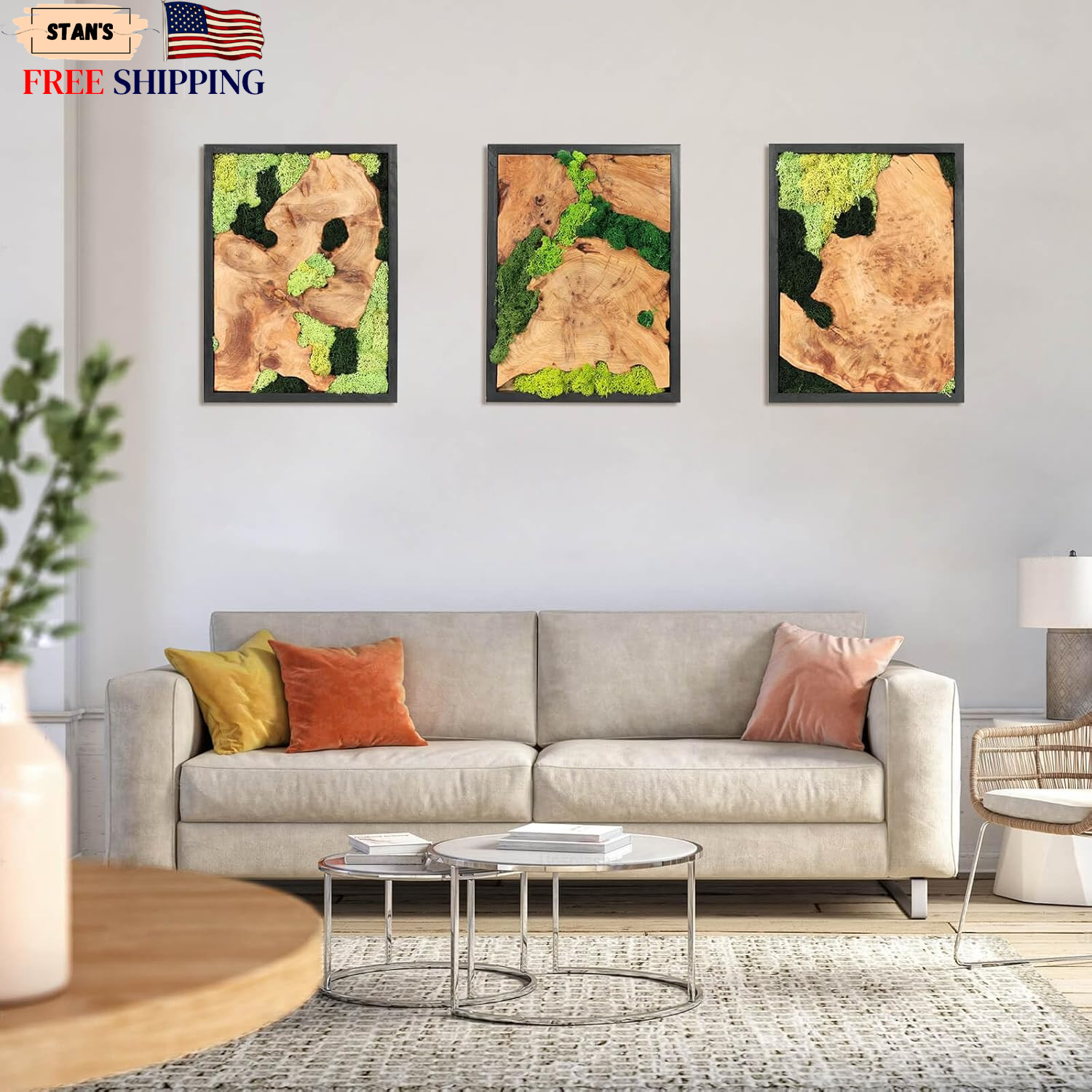 Rustic Natural Moss Wall Art Handcrafted Decor for Any Room No Maintenance NEW