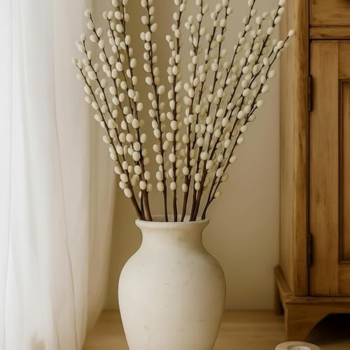 30 Stems 31.5″ Artificial Pussy Willow Branches – Faux Snow Flower Stems for Hom