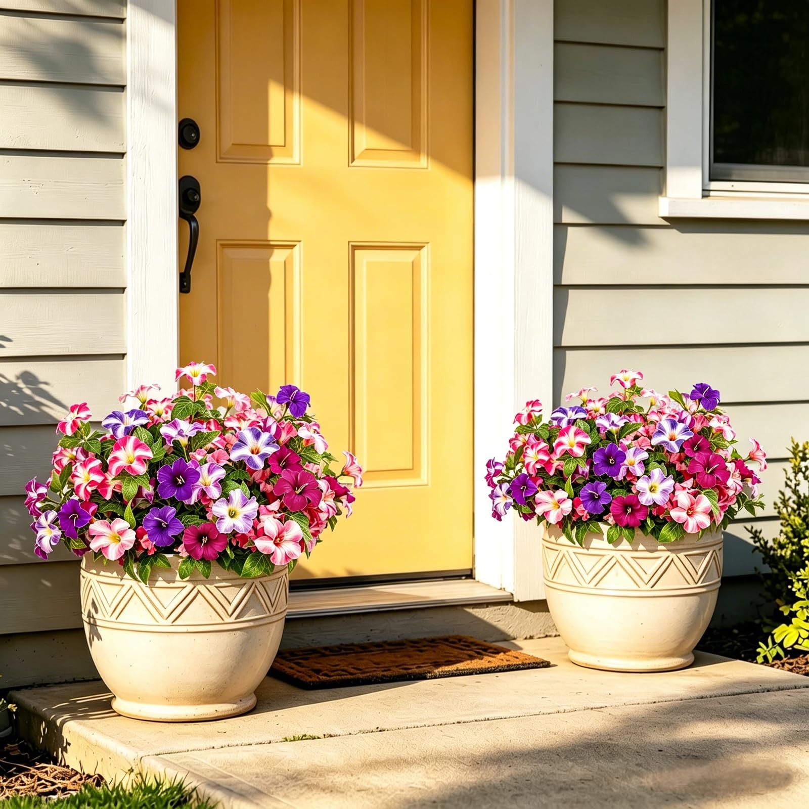 6 Bundles Artificial Petunias for Outdoors, UV Resistant Faux Silk Fake Flowe…
