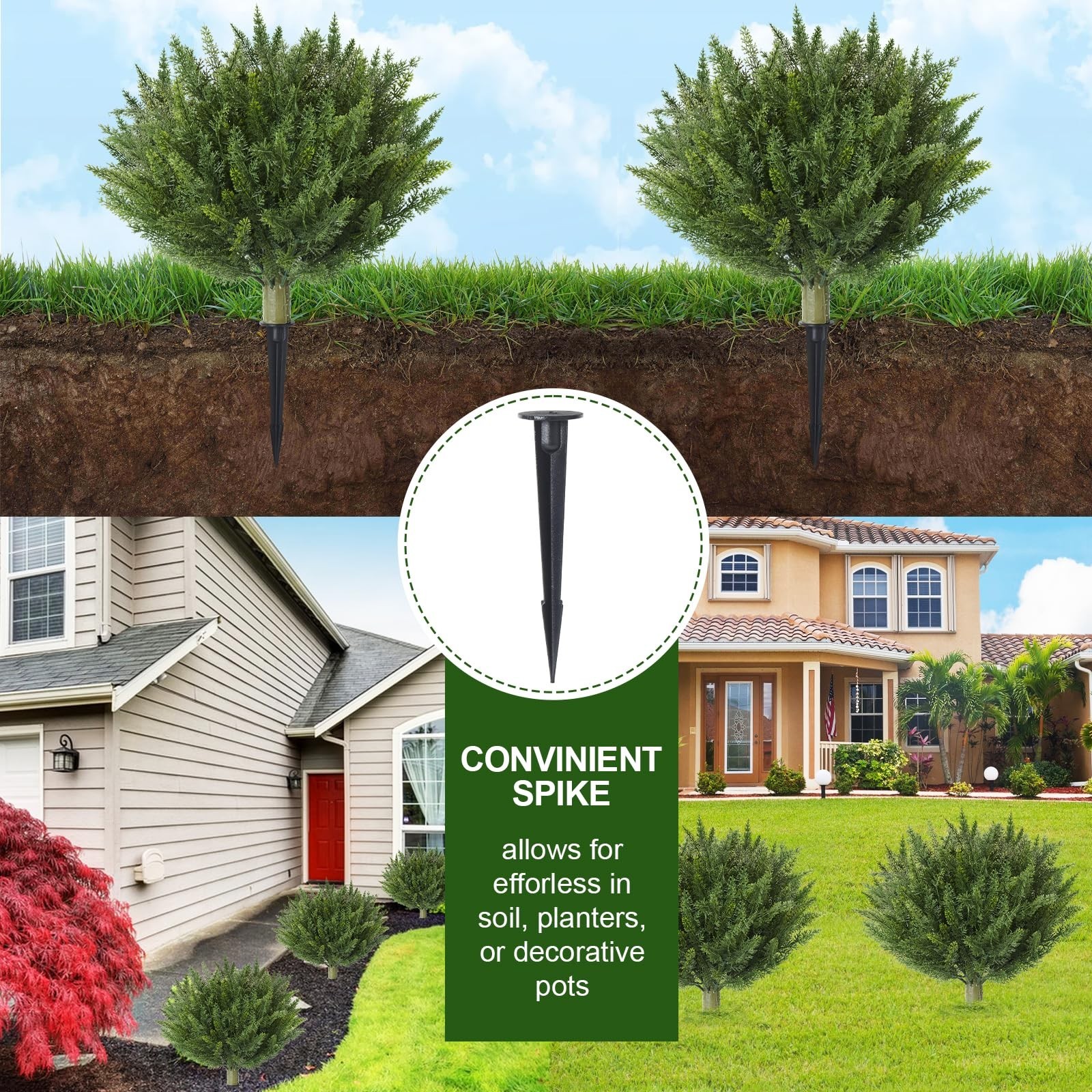 Set of 2 Artificial Cypress Topiary Shrubs, 20″ UV-Resistant Outdoor Plants