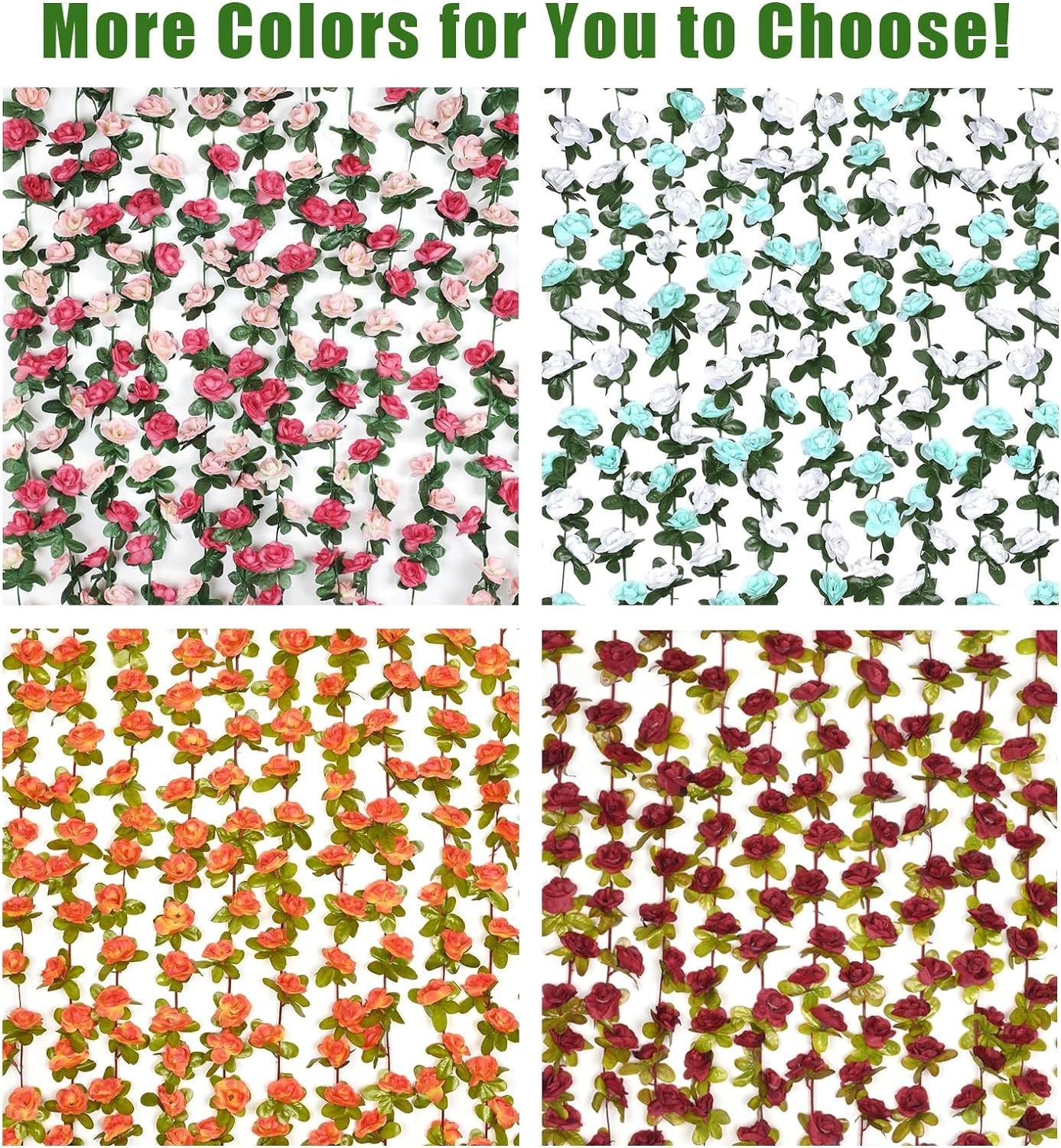5Pcs 41Ft Flower Garland Artificial Rose Vines for Bedroom, Cute Fake Hanging…