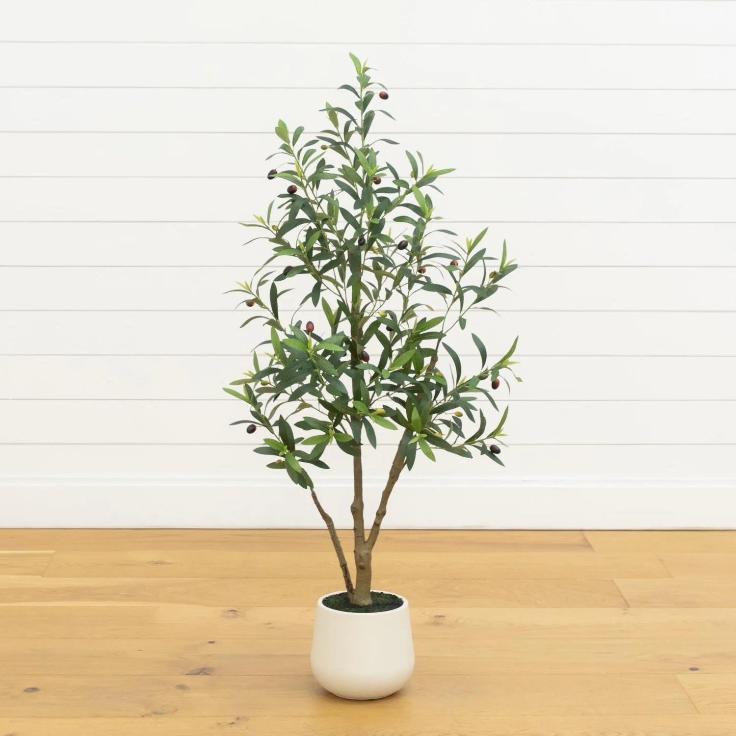 4’ Artificial Olive Tree in White Decorative Planter