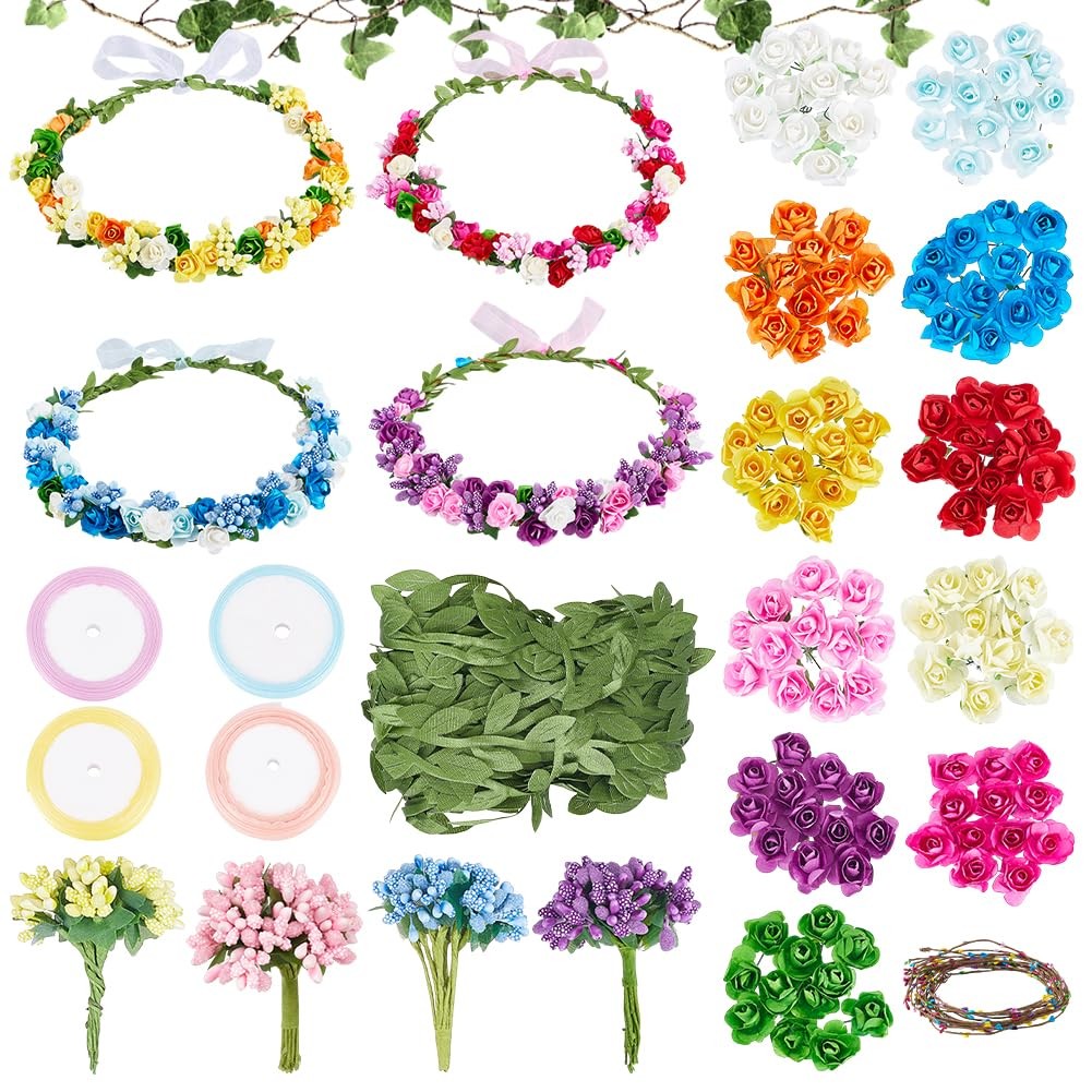 20 Set Rose Flower Crowns Making Kit Make Your Own Floral Crown Wreath Colorf…