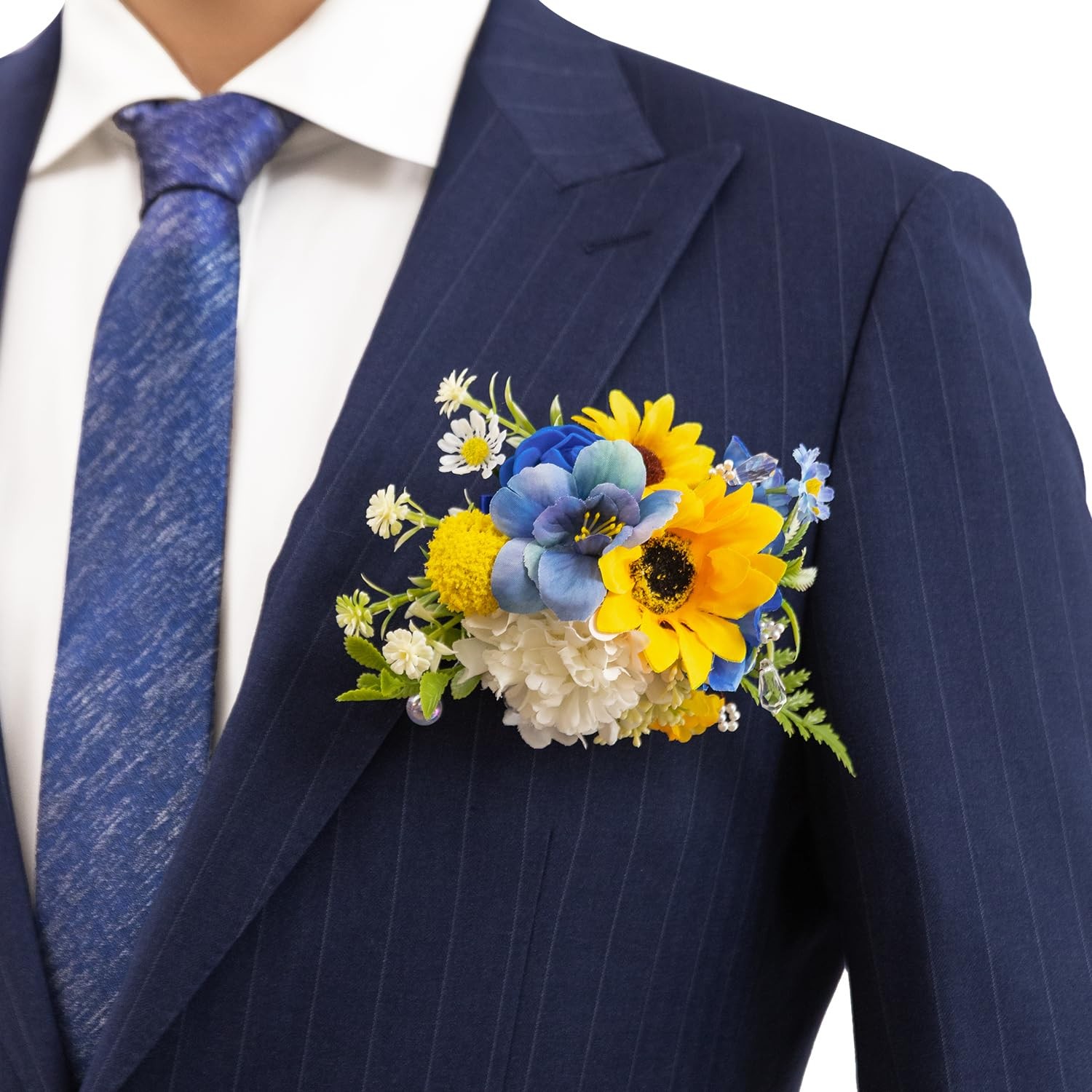 Wedding Prom Homecoming Graduation Sunflower Boutonniere Suit Decor