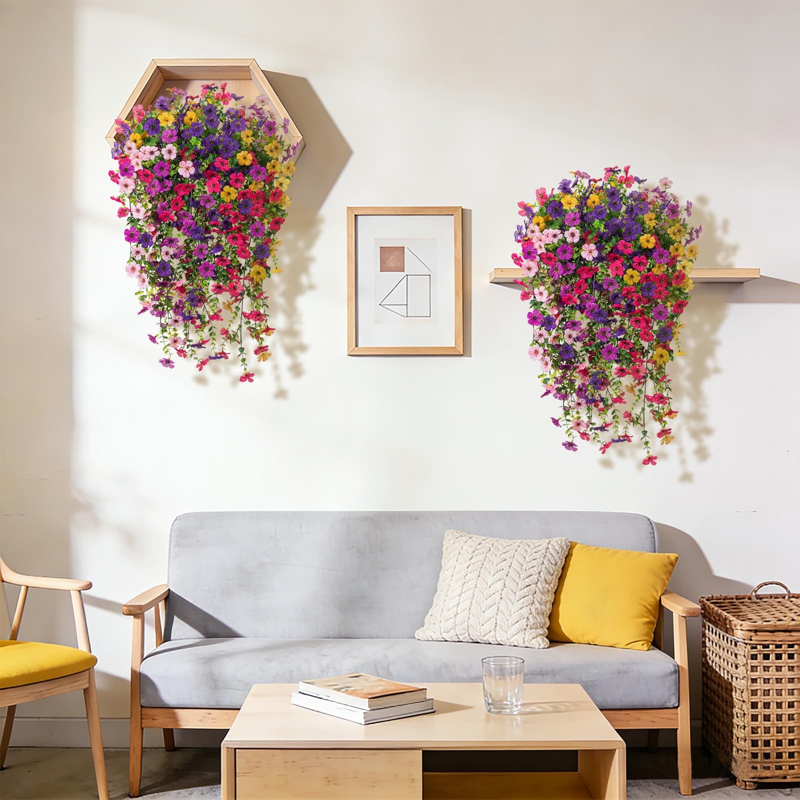 8PCS Artificial Hanging Fake Flowers for Outdoor Decoration Faux Silk Flowers…