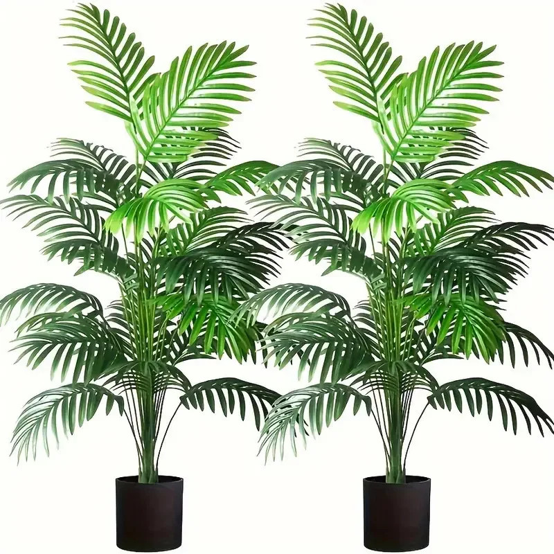 24 Leaves Areca Palm Artificial Plants Trees in Pot Plastic Green Fake Plant Tre