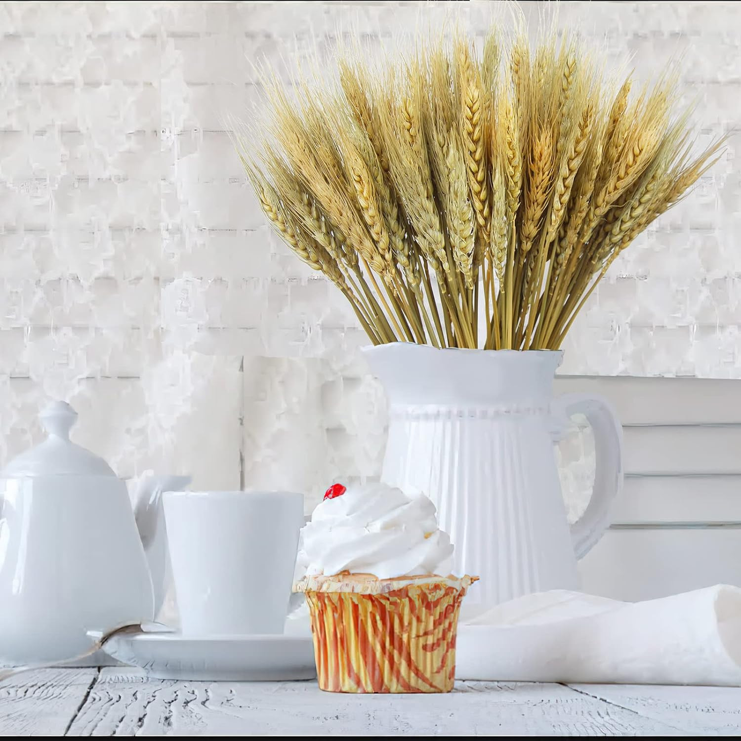 100 Pcs Dried Wheat Stalks Bundle Grass Natural Dried Wheat Sheaves Stems Dried