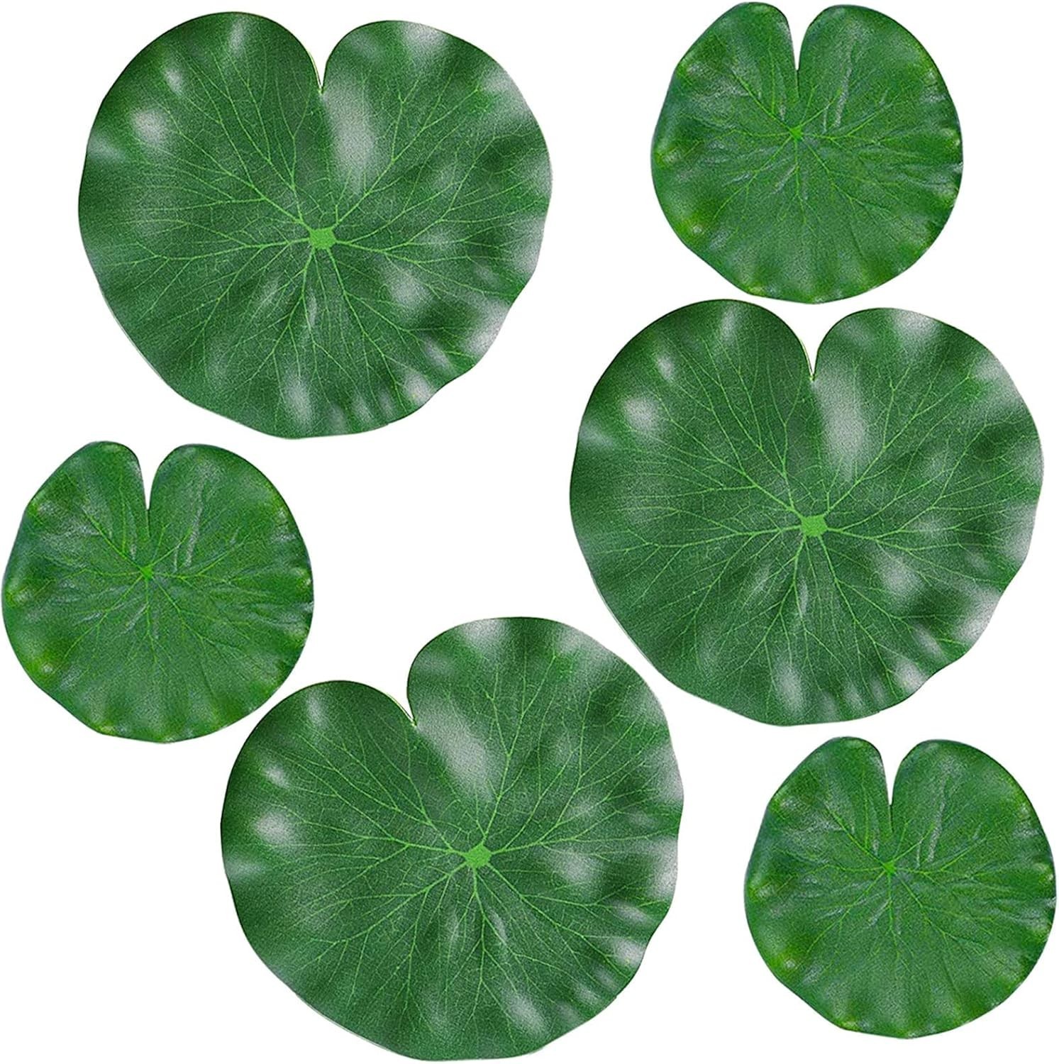6Pcs Floating Lily Pads Artificial Foam Lotus Leaves Realistic Pond Decor