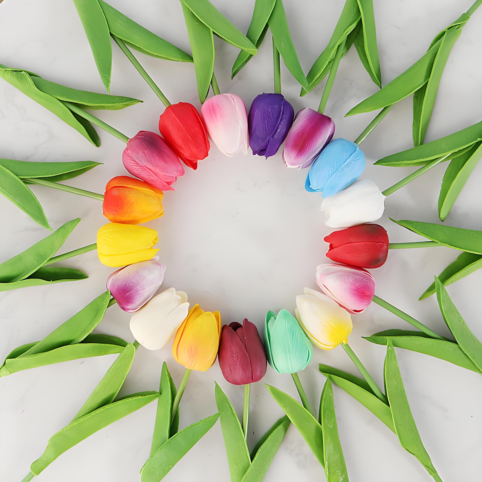 10 PCS White Artificial Fake Tulips 13 Inch Silk Flower Floral Home Decor