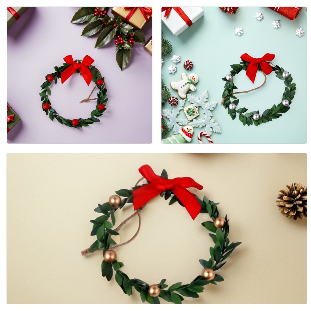 9 Pcs Wreath Ribbon Bow Handmade Decor Cabinet Wreaths for Kitchen Christams