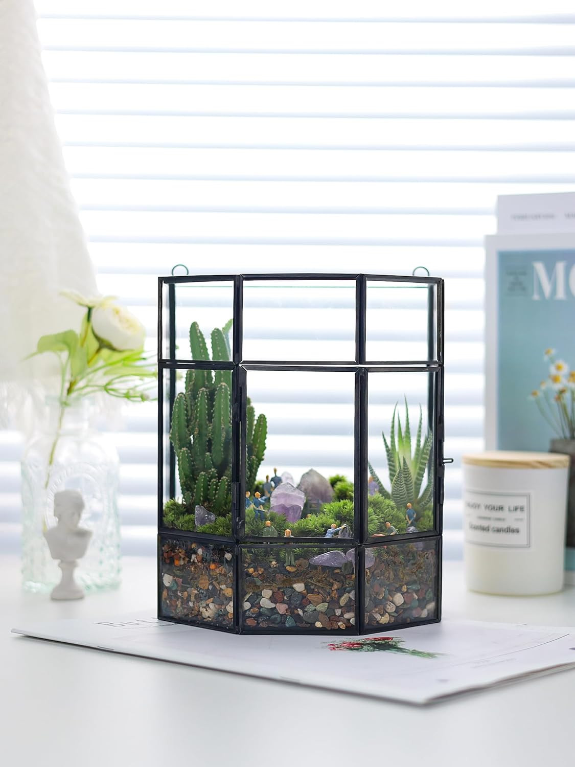 Hanging Glass Plant Terrarium Handmade Mini Greenhouse Indoor for Succulent & Ai