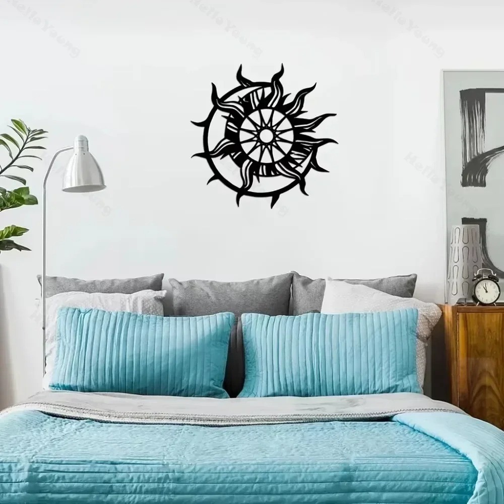 Modern Sun Metal Wall Art Hanging Interior Living Room Office Decor Masterpiece