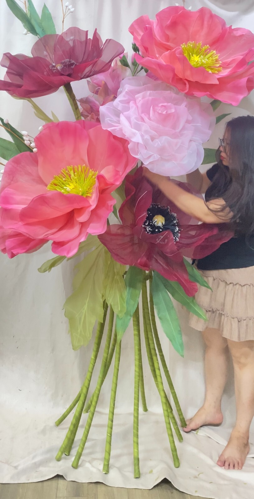 Giant Large Flower – Poppy Rose Peony Flower – Photo Even Props Handmade Flower