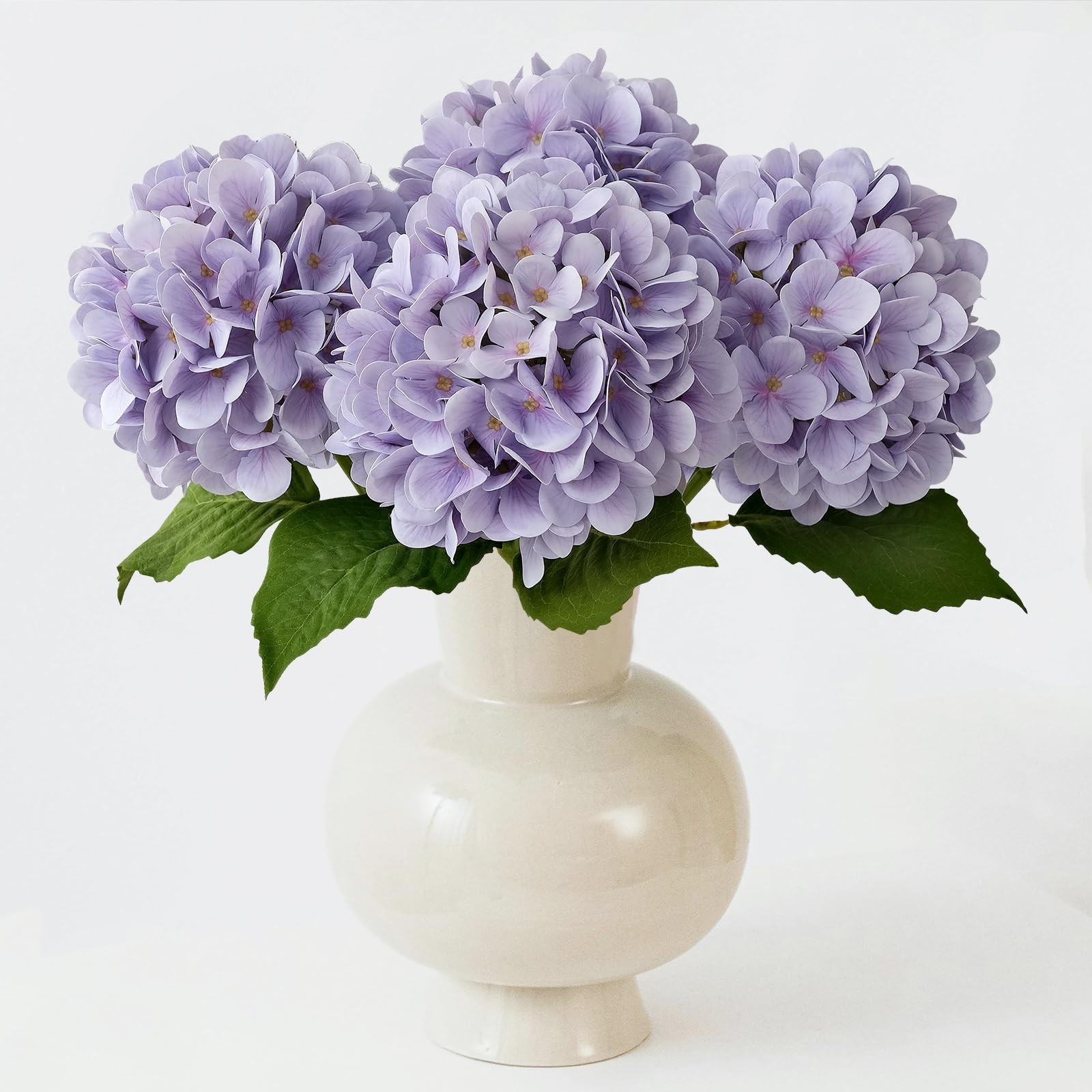 Pale Purple Hydrangea Artificial Flowers 19.6″ 4pcs Fake Real Touch Large Faux H