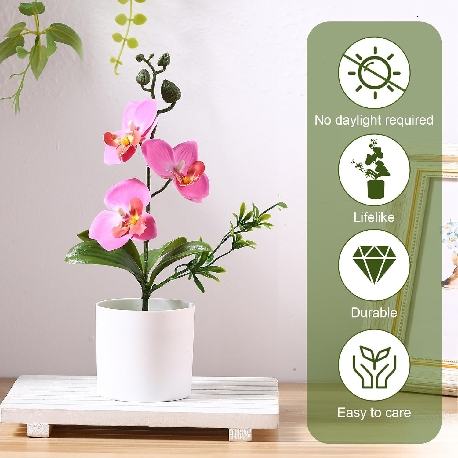 8 Pack Mini Potted Artificial Orchids for Home, Office & Wedding Decor