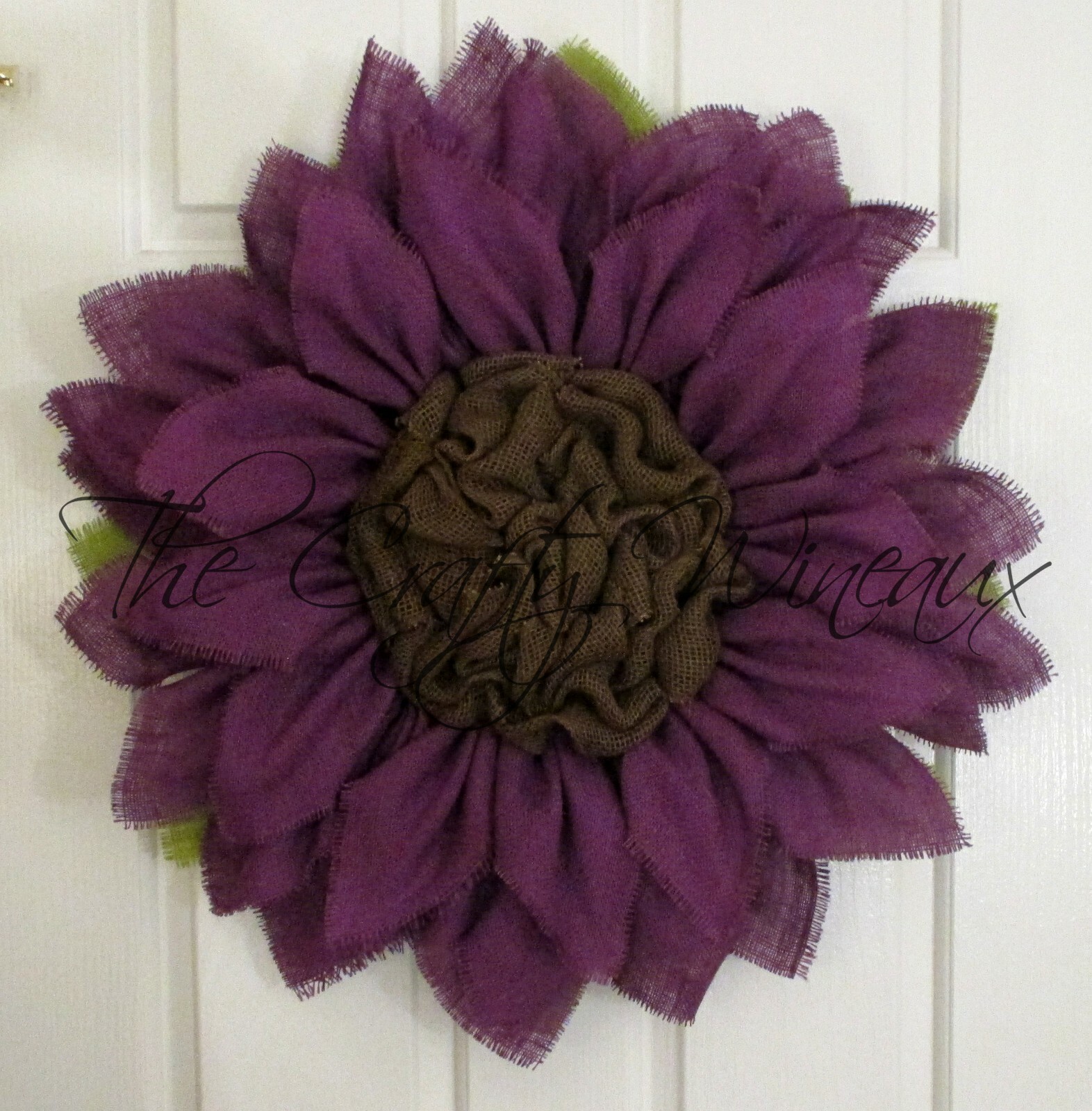 The Crafty Wineaux – Extra Large 30″ Purple Burlap Sunflower Wreath