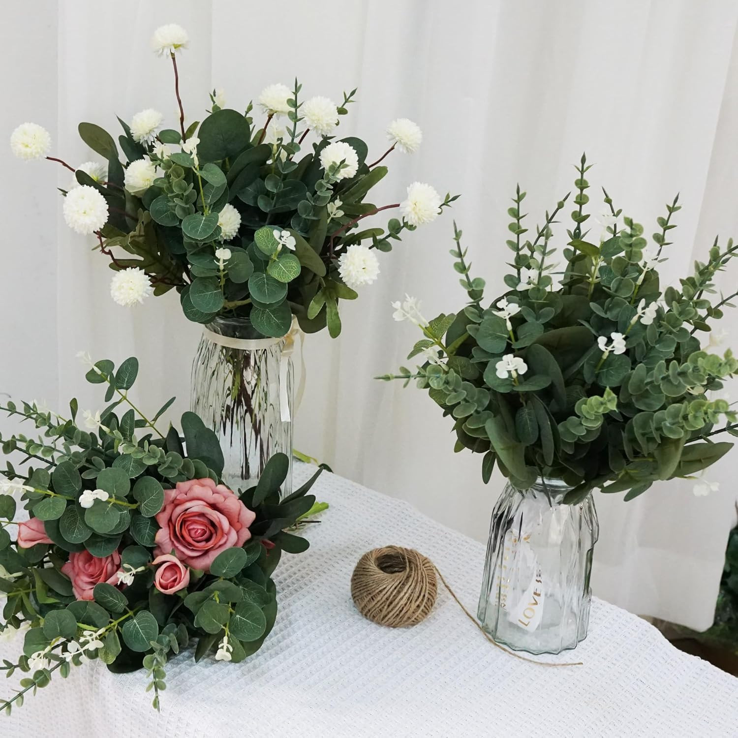270 PCS Mixed Faux Eucalyptus Leaves for Wedding Bouquets & Centerpieces