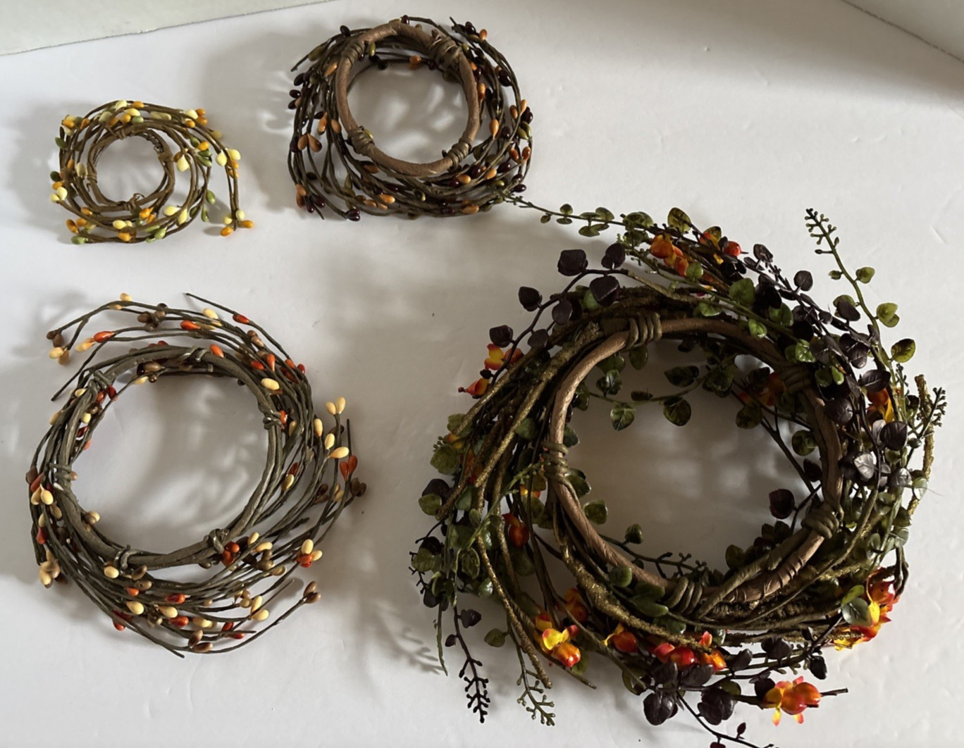 4 Sizes Fall Pip Berry Candle Ring Wreath Country Autumn